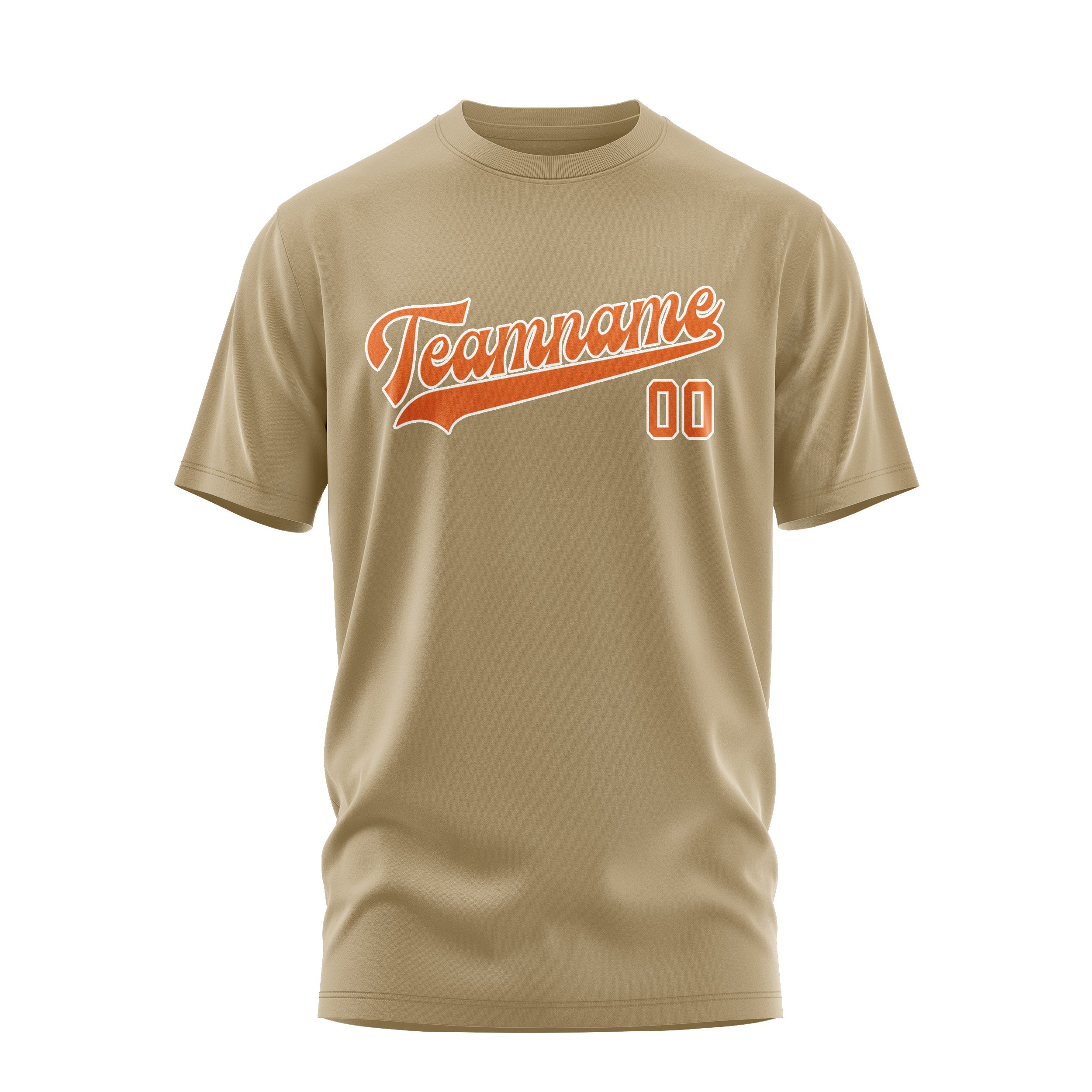 Maßgeschneidertes Hellkhaki Orange T-Shirt