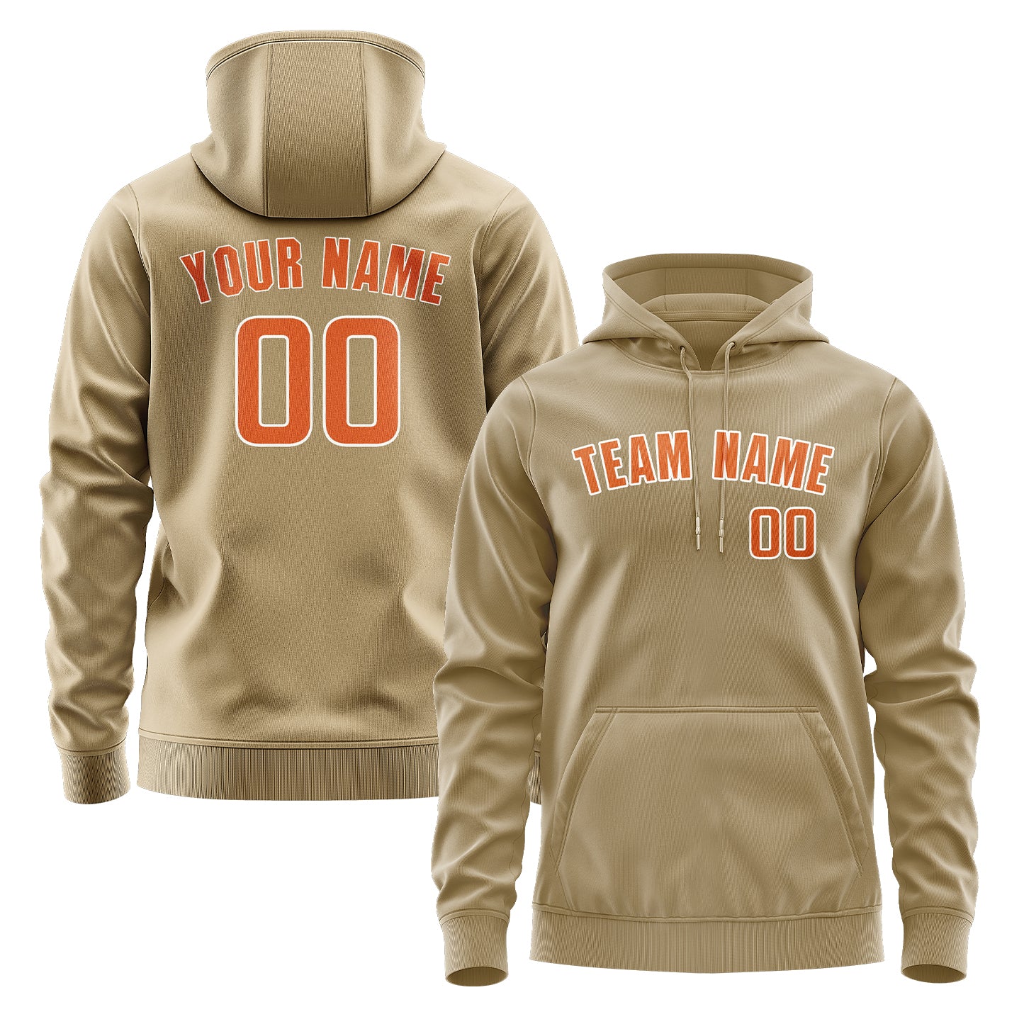 Maßgeschneidertes Hellkhaki Orange Hoodie