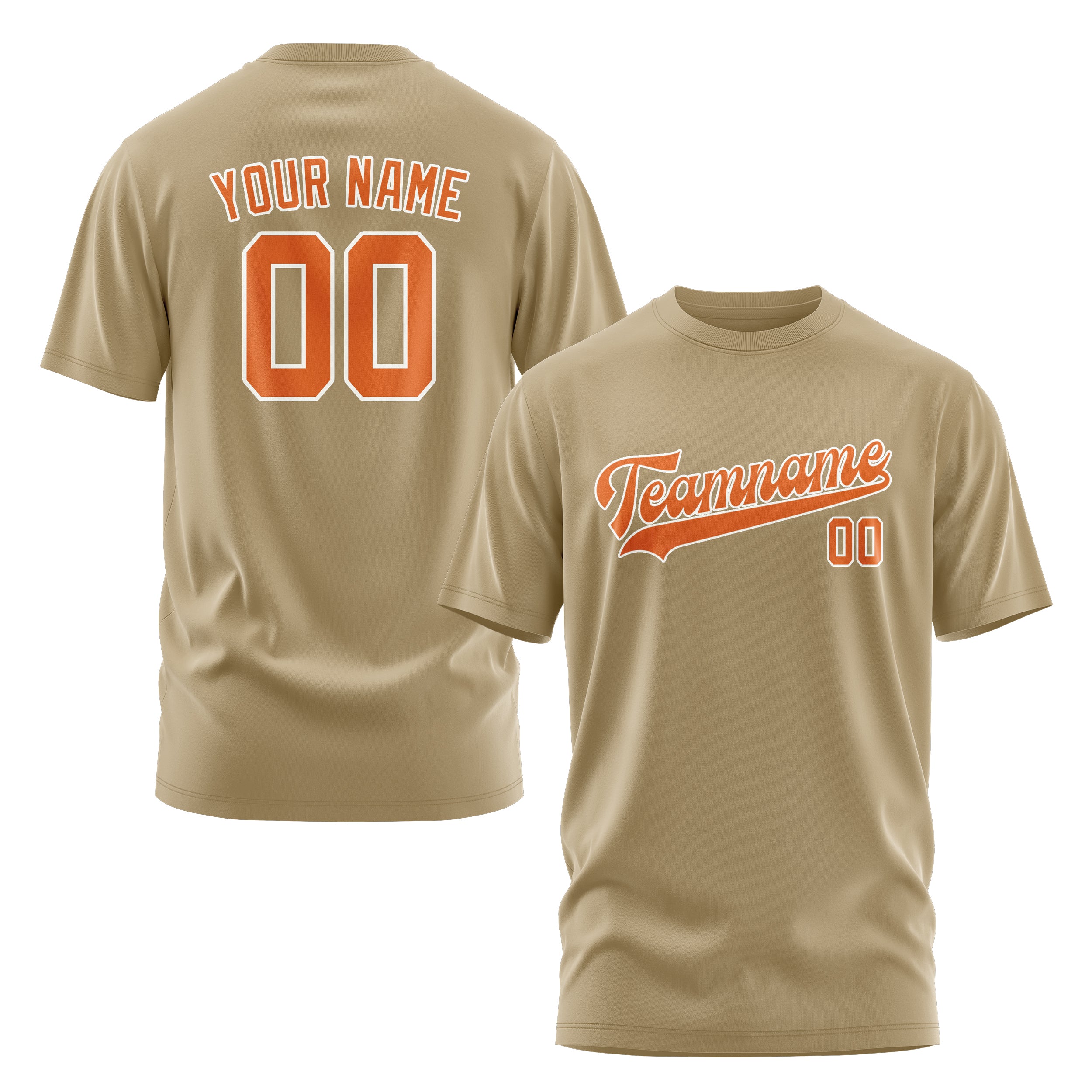 Maßgeschneidertes Hellkhaki Orange T-Shirt
