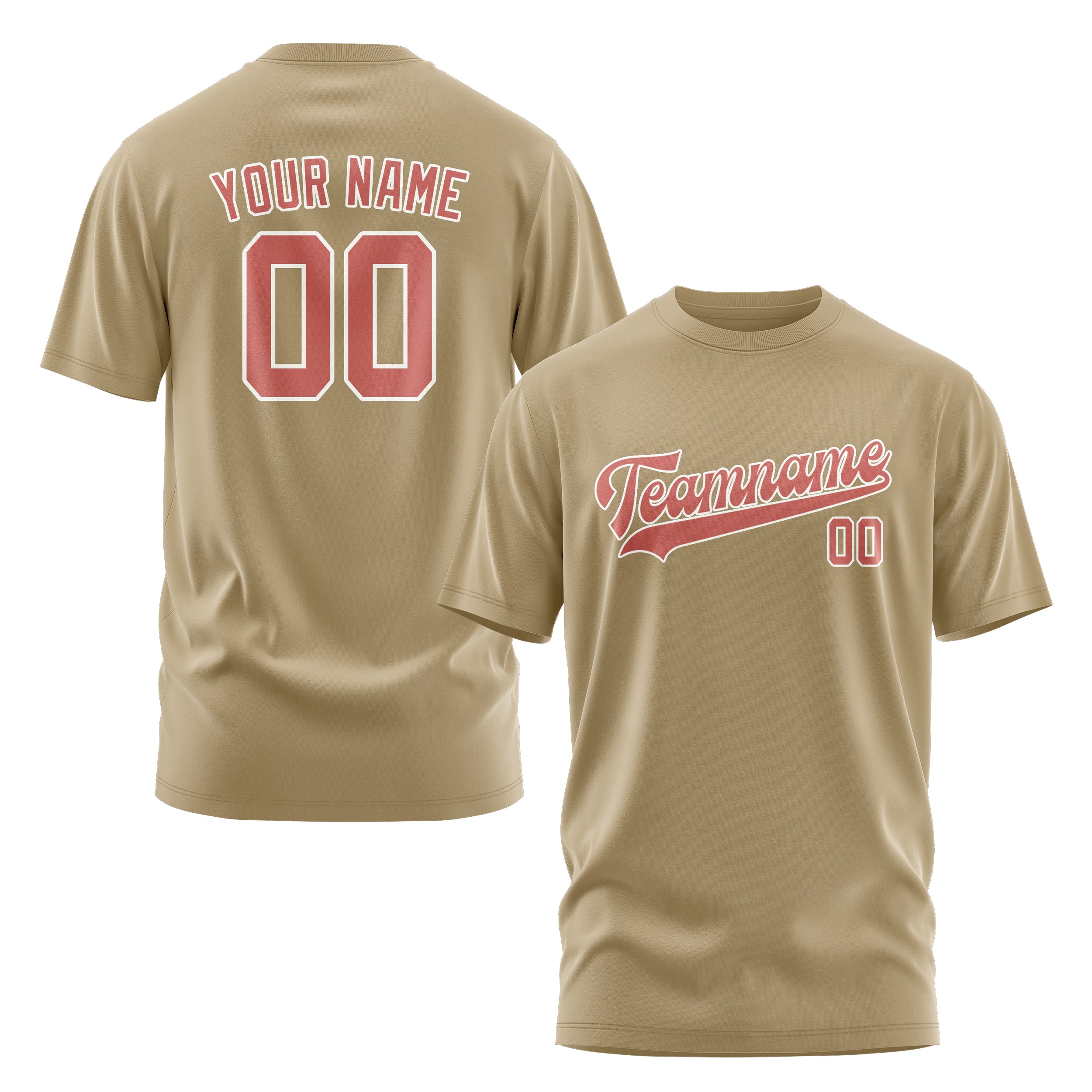 Maßgeschneidertes Hellkhaki Kupferrose T-Shirt