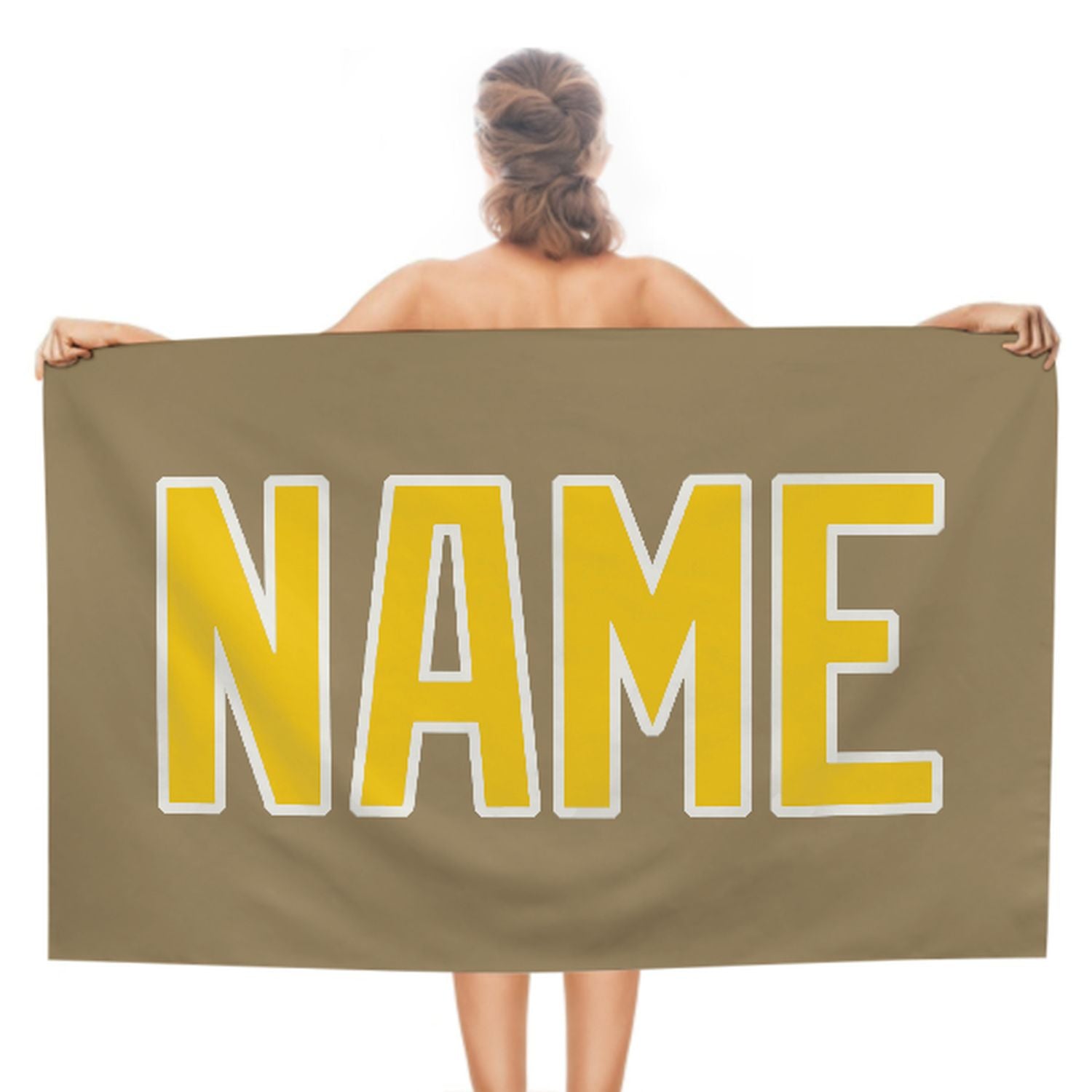 Maßgeschneidertes Hellkhaki Gold Strandtuch