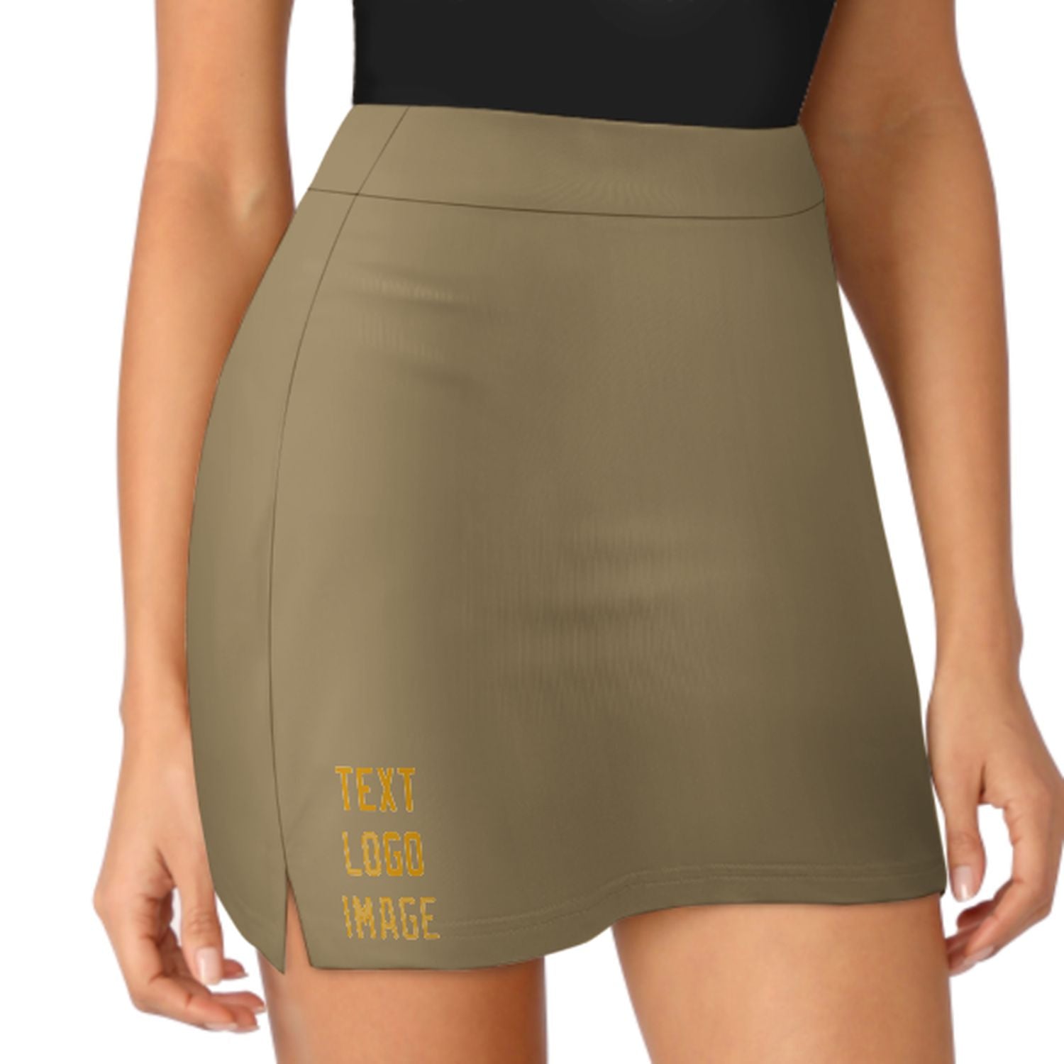 Maßgeschneidertes Hellkhaki Gelb A-Linien Skort