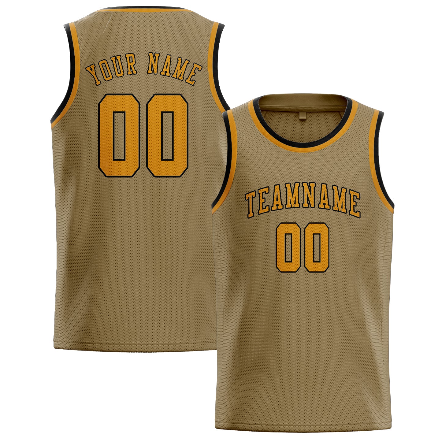 Benutzerdefiniertes Professionelles Hellkhaki Gelb Basketballtrikot