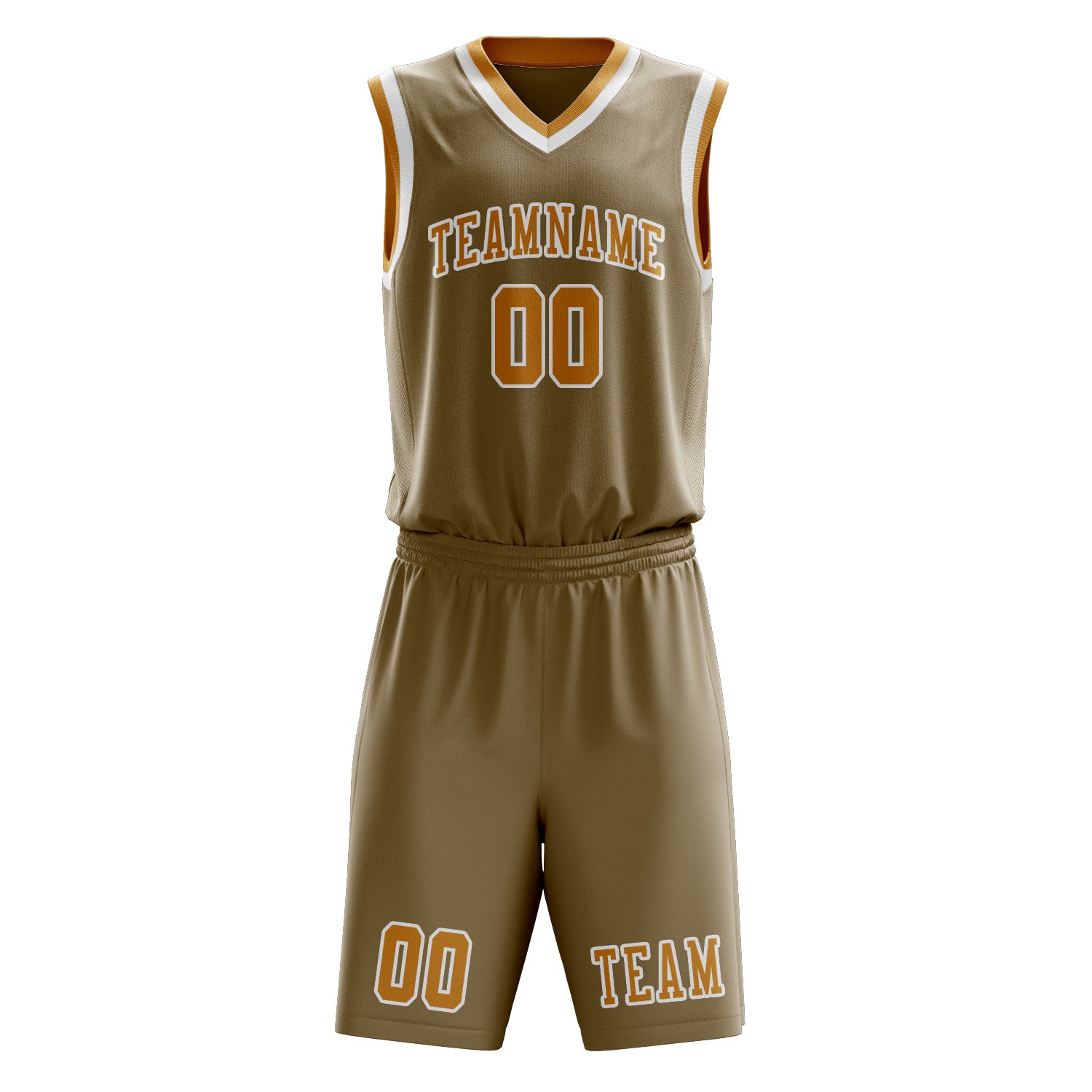 Benutzerdefiniertes Professionelles Hellkhaki Gelb Basketballtrikot-Set