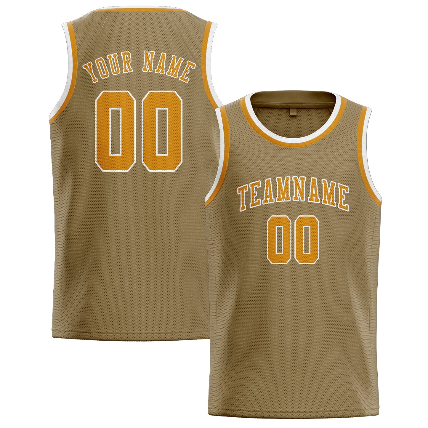 Benutzerdefiniertes Professionelles Hellkhaki Gelb Basketballtrikot