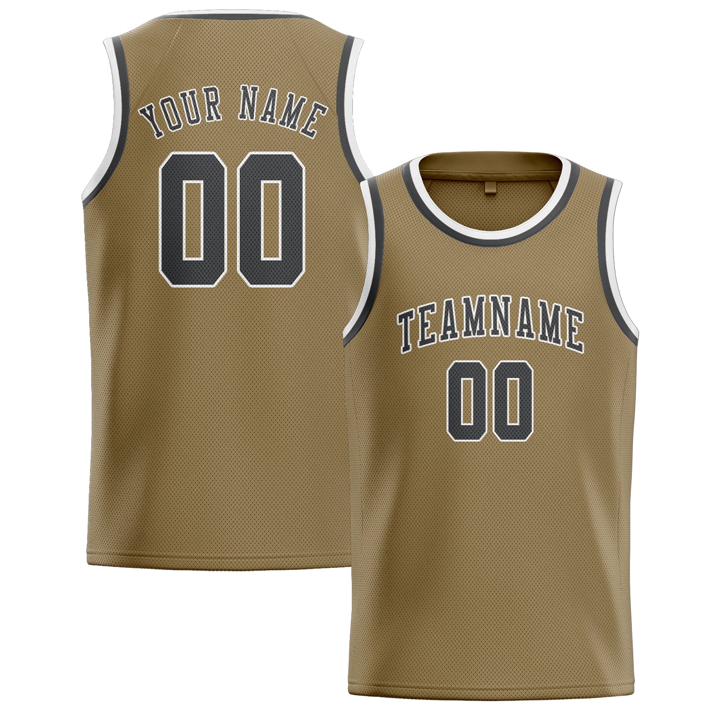 Benutzerdefiniertes Professionelles Hellkhaki Dunkelgrau Basketballtrikot