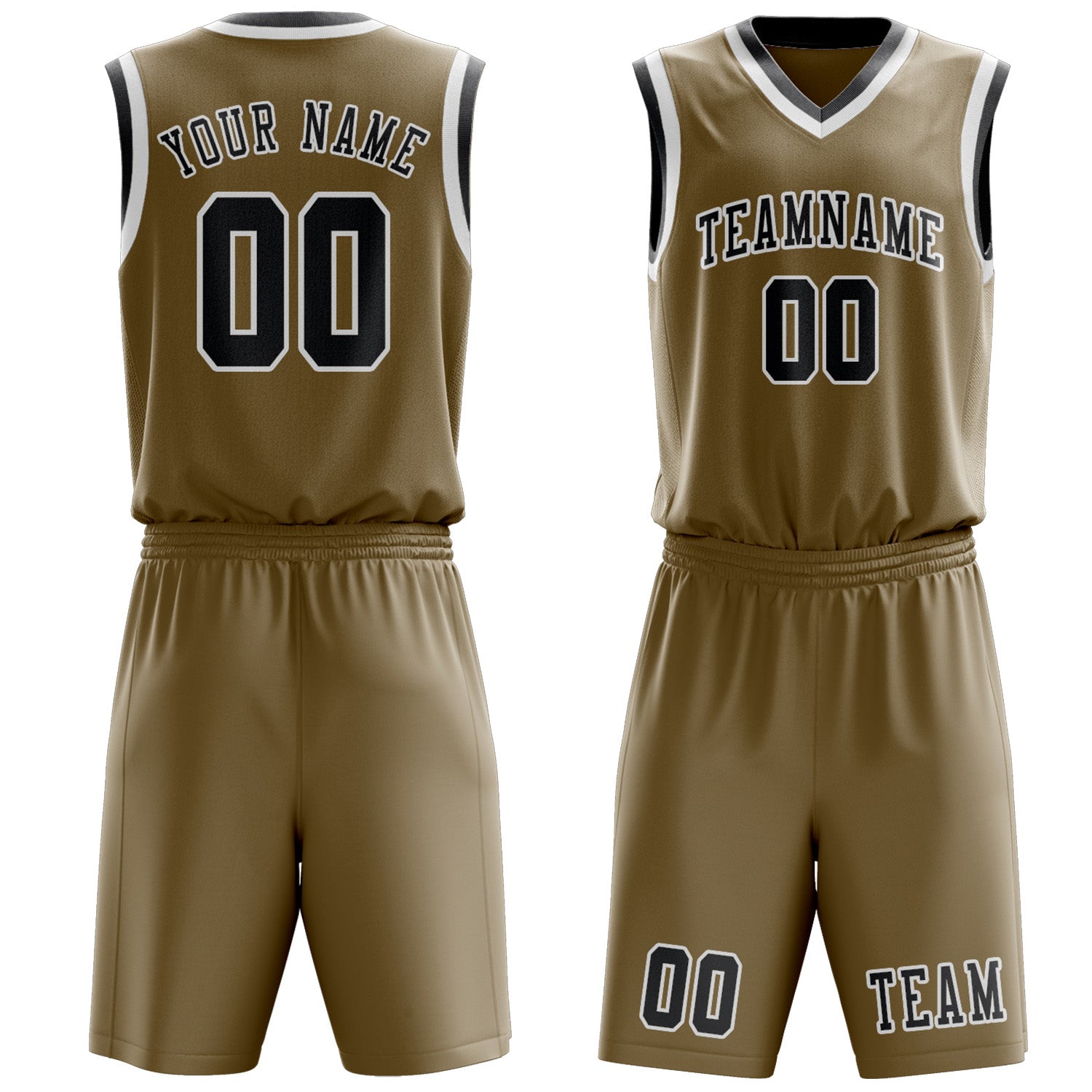 Benutzerdefiniertes Professionelles Hellkhaki Dunkelgrau Basketballtrikot-Set