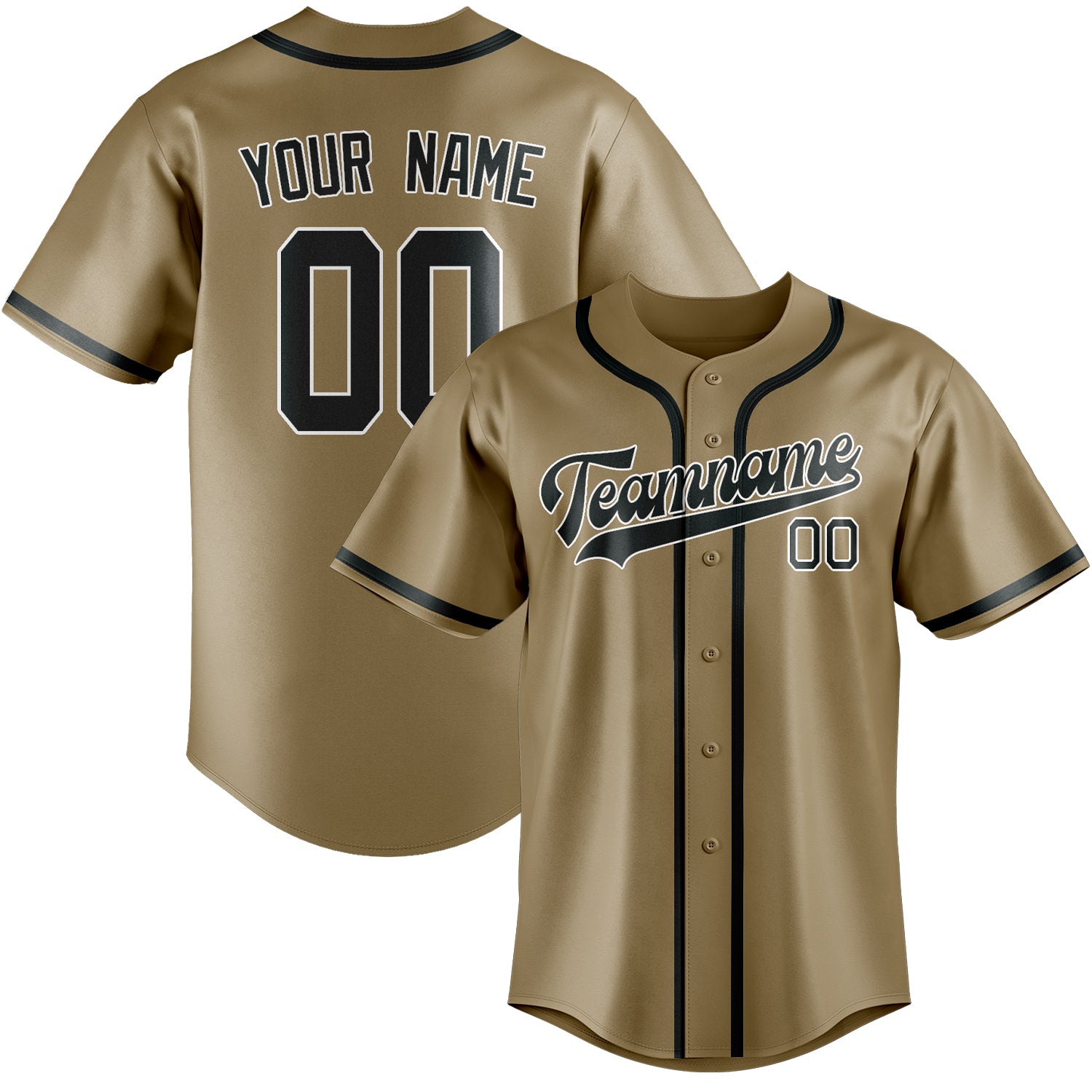 Benutzerdefiniertes Professionelles Hellkhaki Dunkelgrau Baseballtrikot