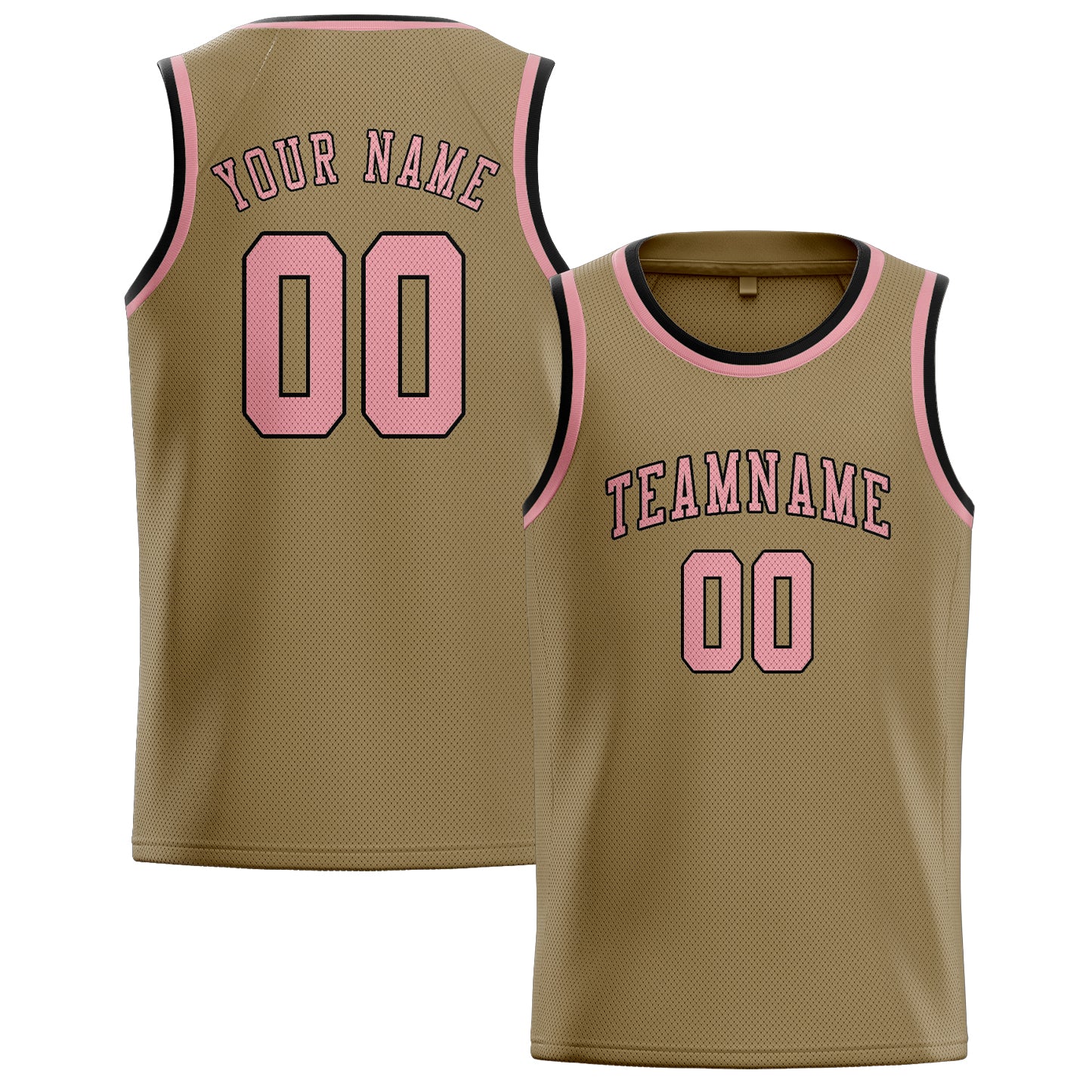 Benutzerdefiniertes Professionelles Hellkhaki Rosa Basketballtrikot
