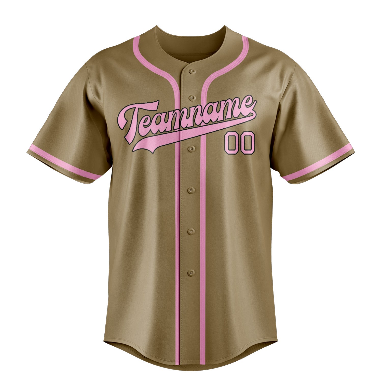 Benutzerdefiniertes Professionelles Hellkhaki Rosa Baseballtrikot