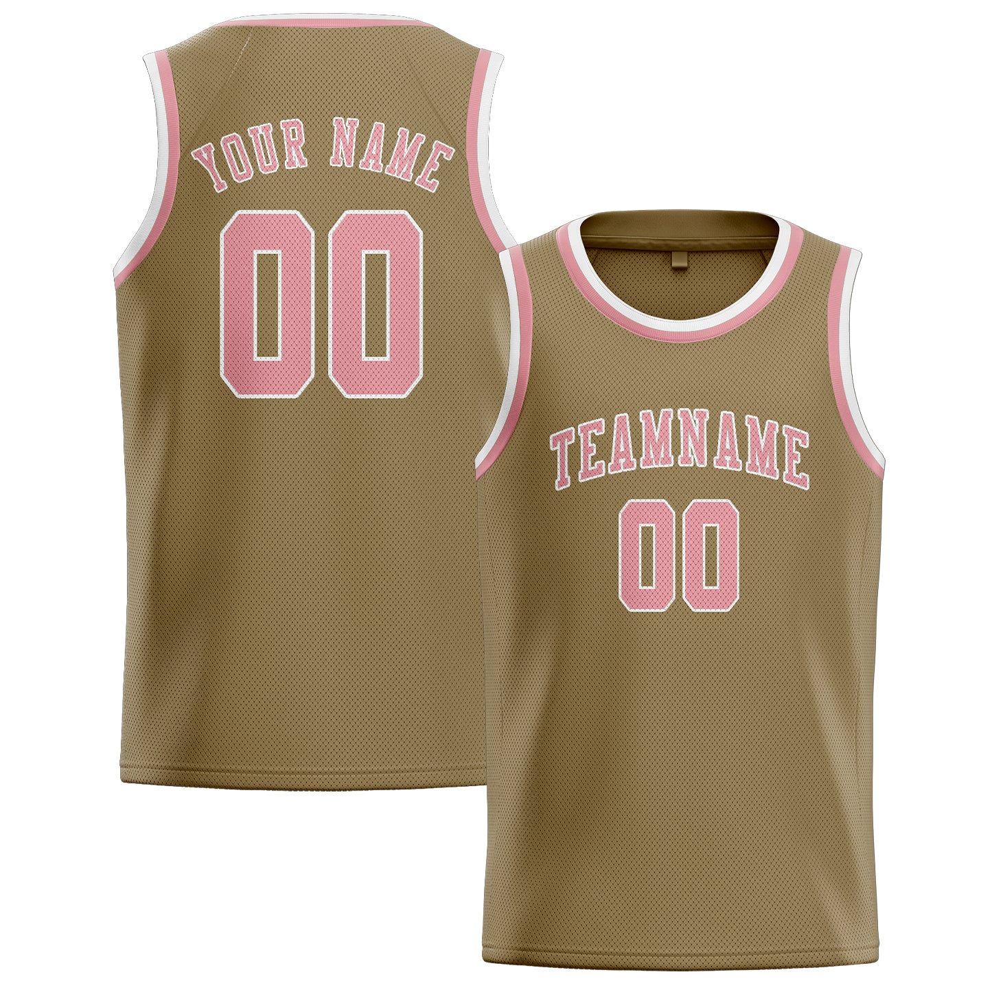 Benutzerdefiniertes Professionelles Hellkhaki Rosa Basketballtrikot