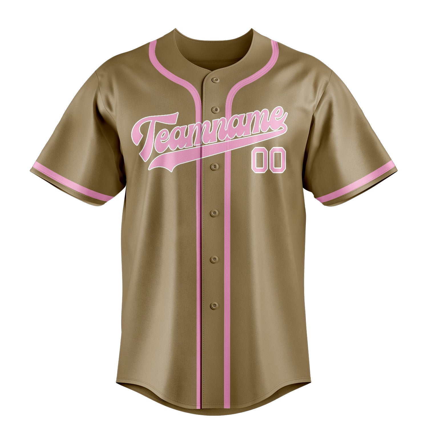Benutzerdefiniertes Professionelles Hellkhaki Rosa Baseballtrikot