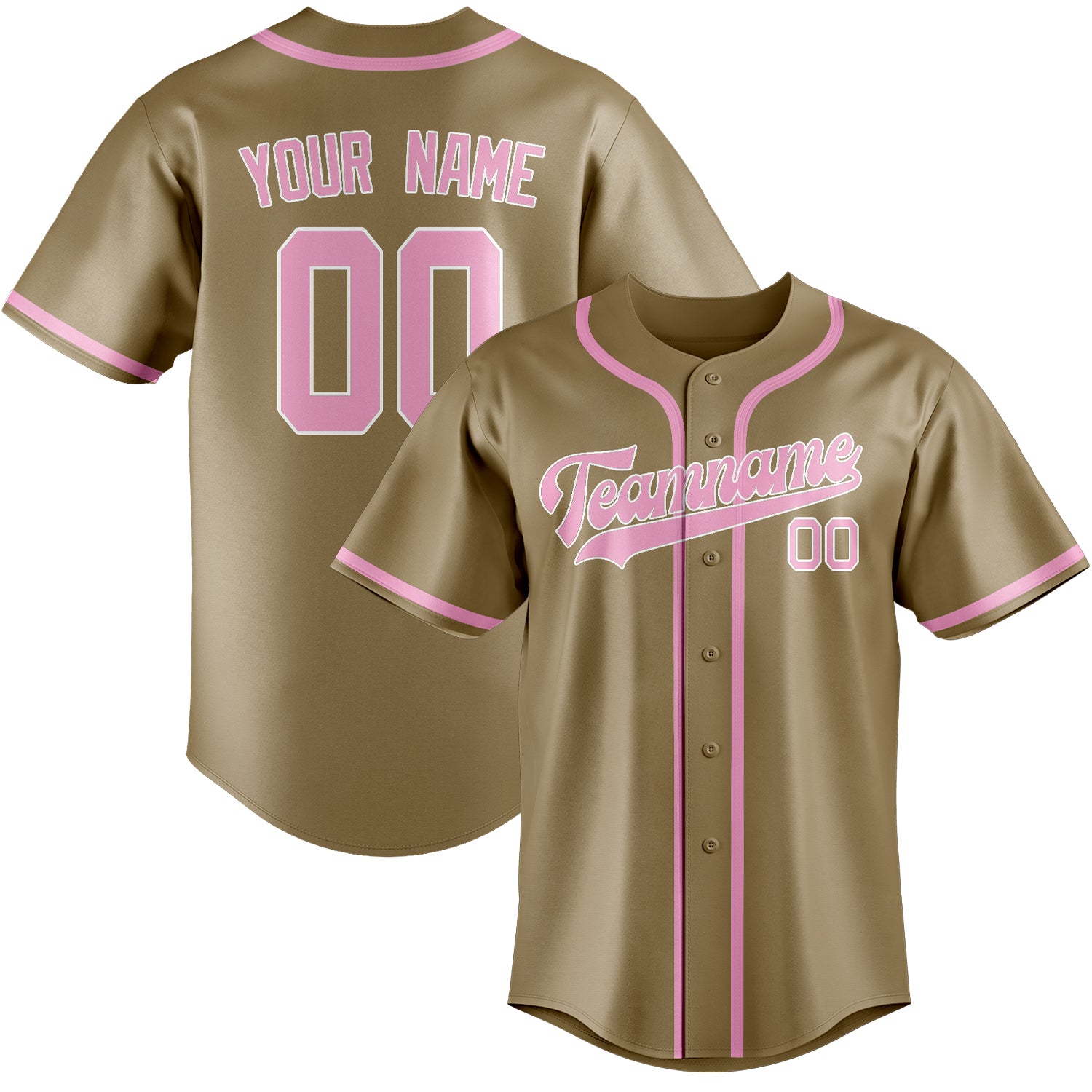 Benutzerdefiniertes Professionelles Hellkhaki Rosa Baseballtrikot