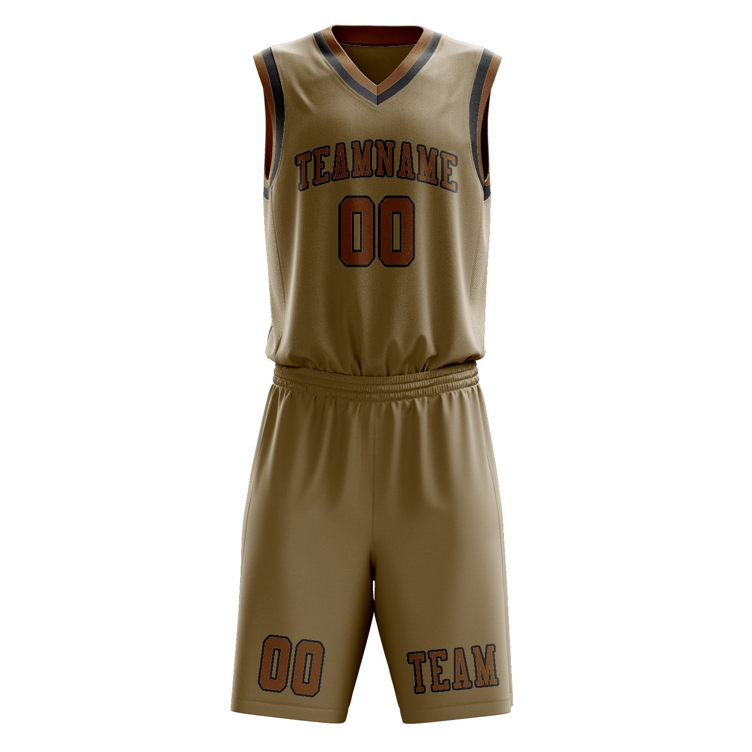 Benutzerdefiniertes Professionelles Hellkhaki Khaki Basketballtrikot-Set