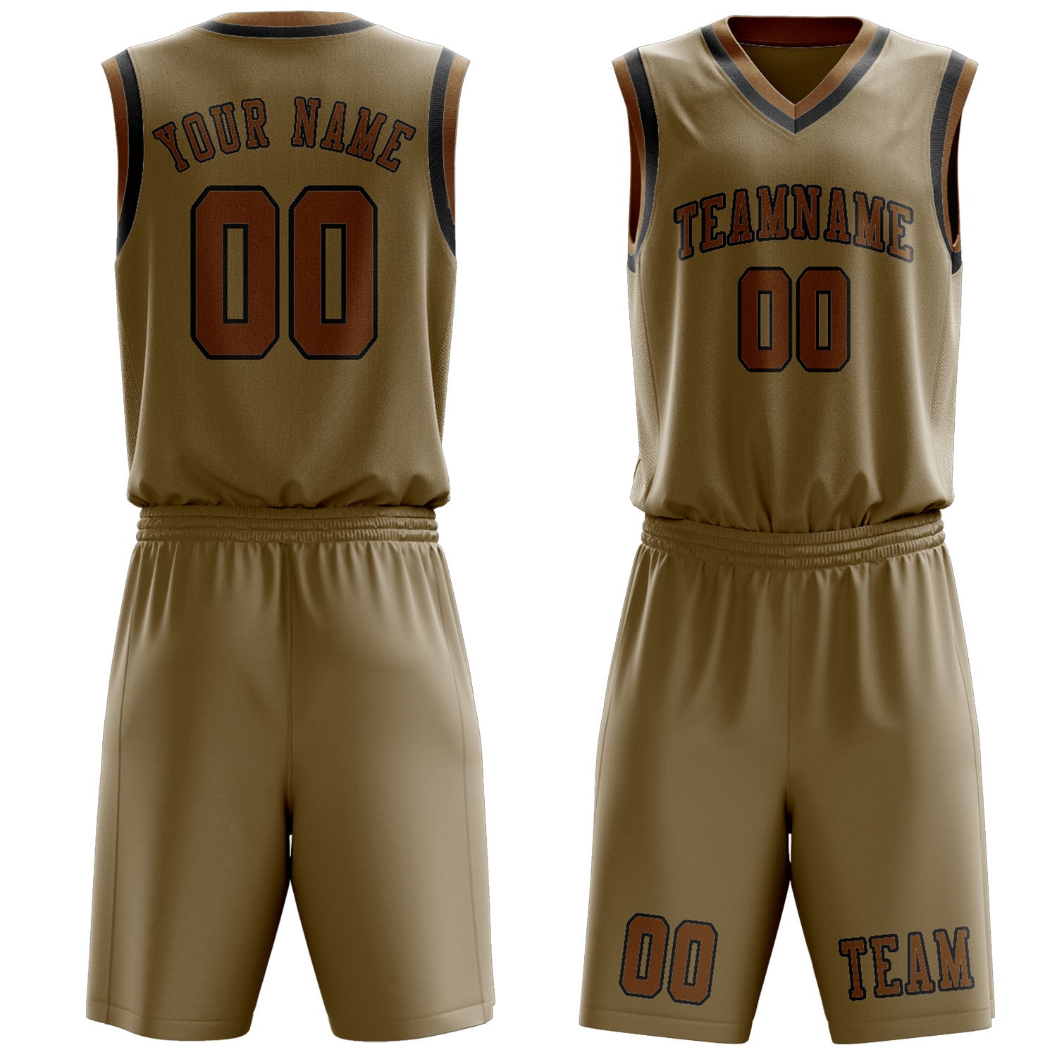 Benutzerdefiniertes Professionelles Hellkhaki Khaki Basketballtrikot-Set