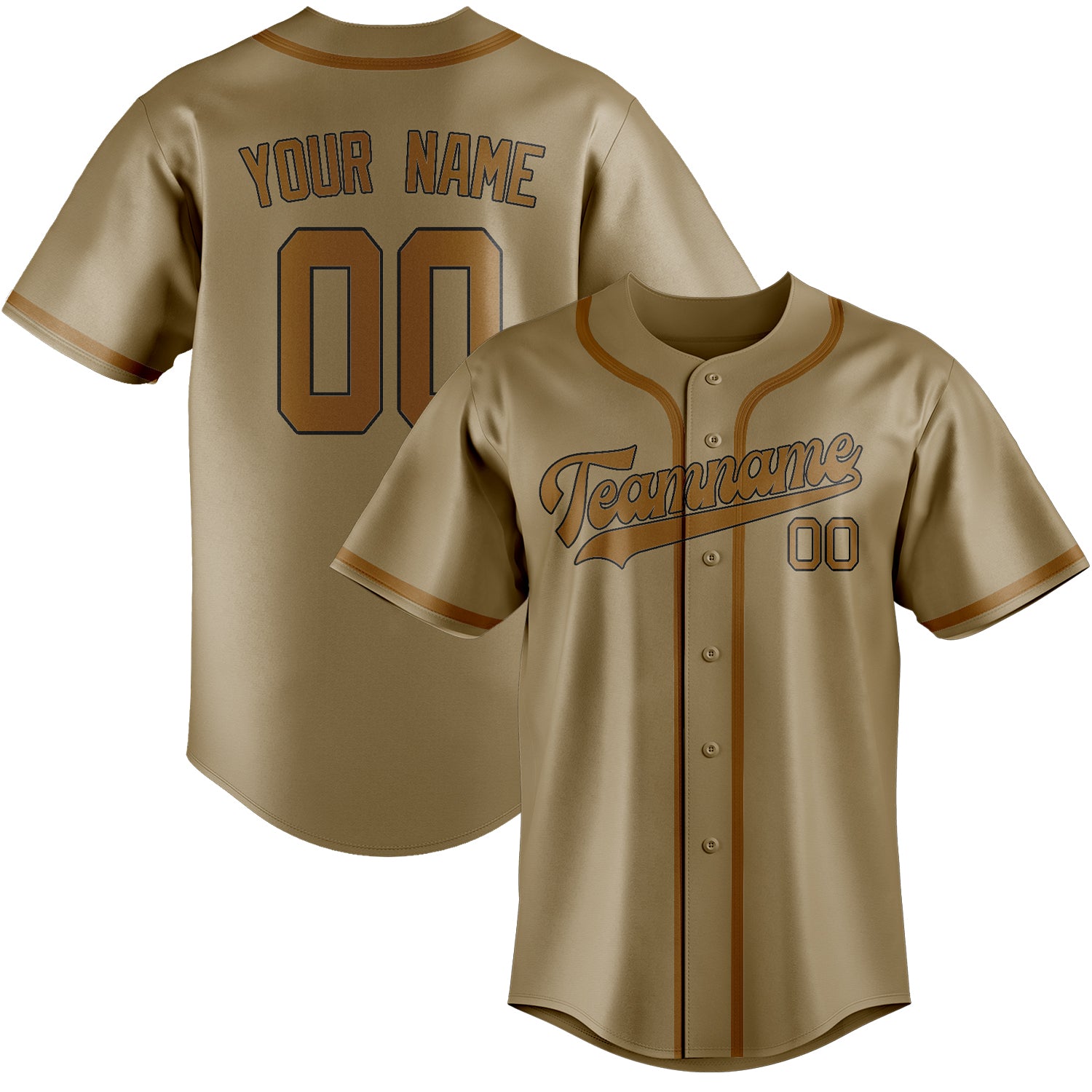 Benutzerdefiniertes Professionelles Hellkhaki Khaki Baseballtrikot