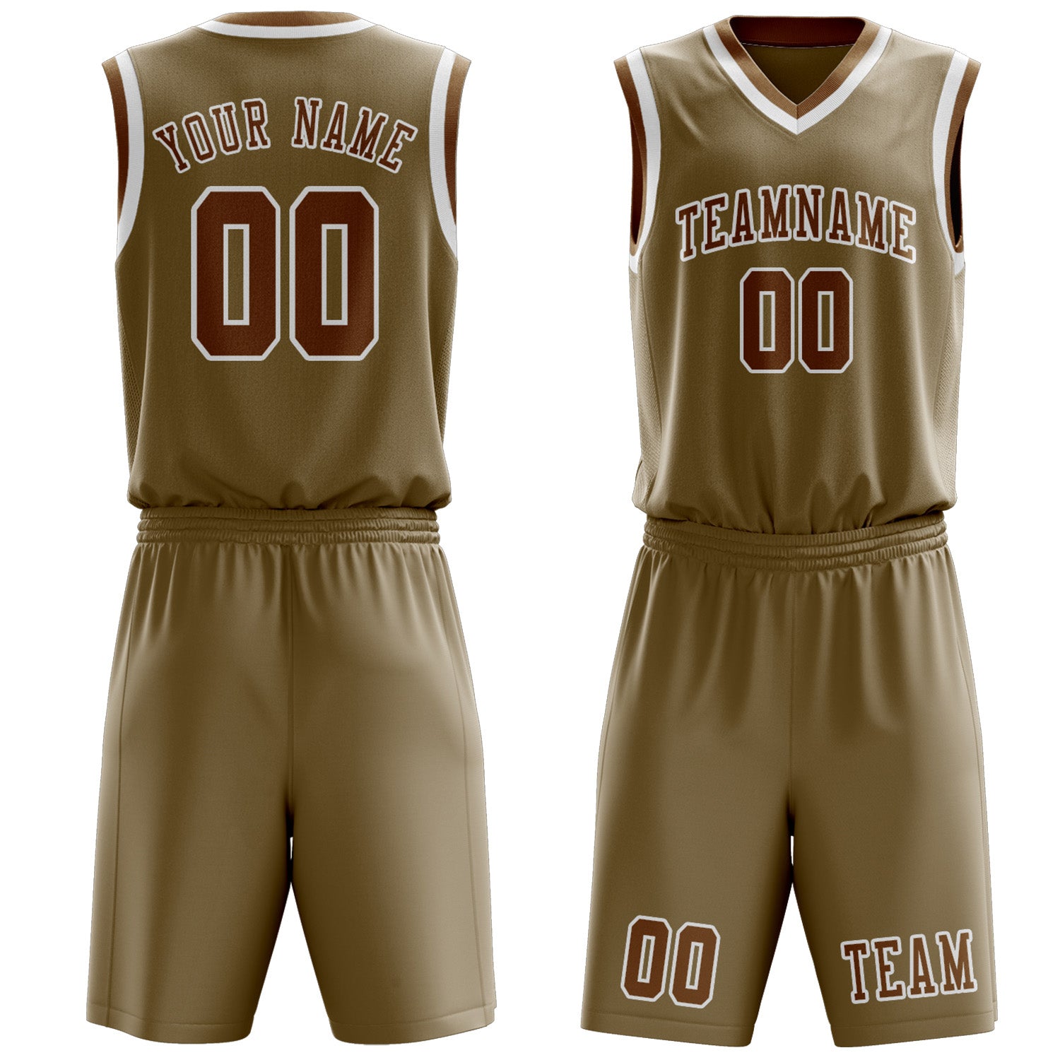 Benutzerdefiniertes Professionelles Hellkhaki Khaki Basketballtrikot-Set