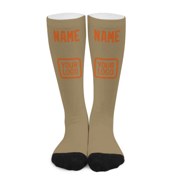 Maßgeschneidertes Hellkhaki Orange Kniestrümpfe