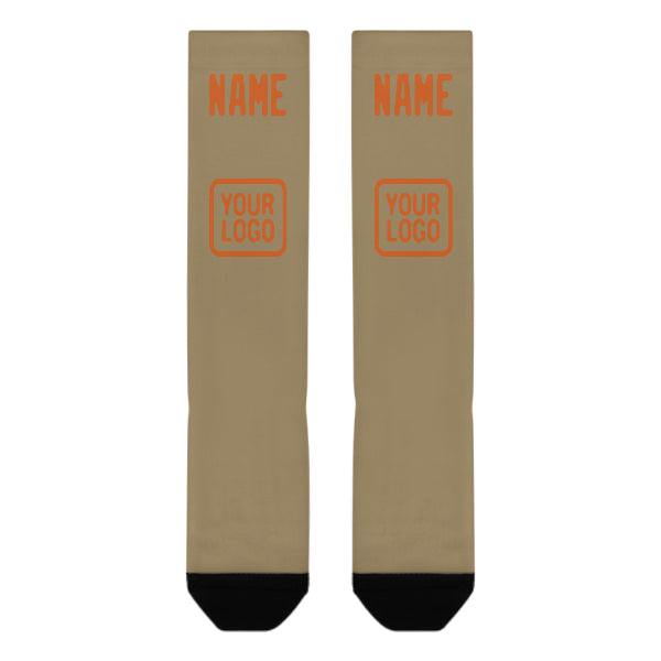 Maßgeschneidertes Hellkhaki Orange Kniestrümpfe