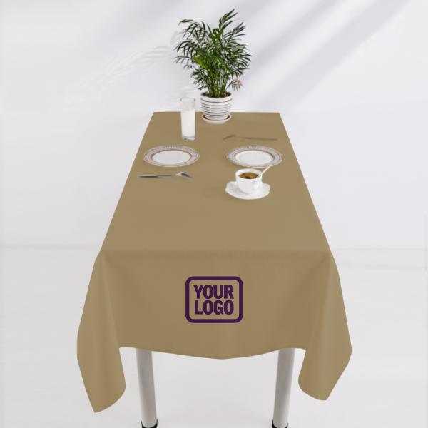 Tovaglia quadrata personalizzata color kaki chiaro e lavanda