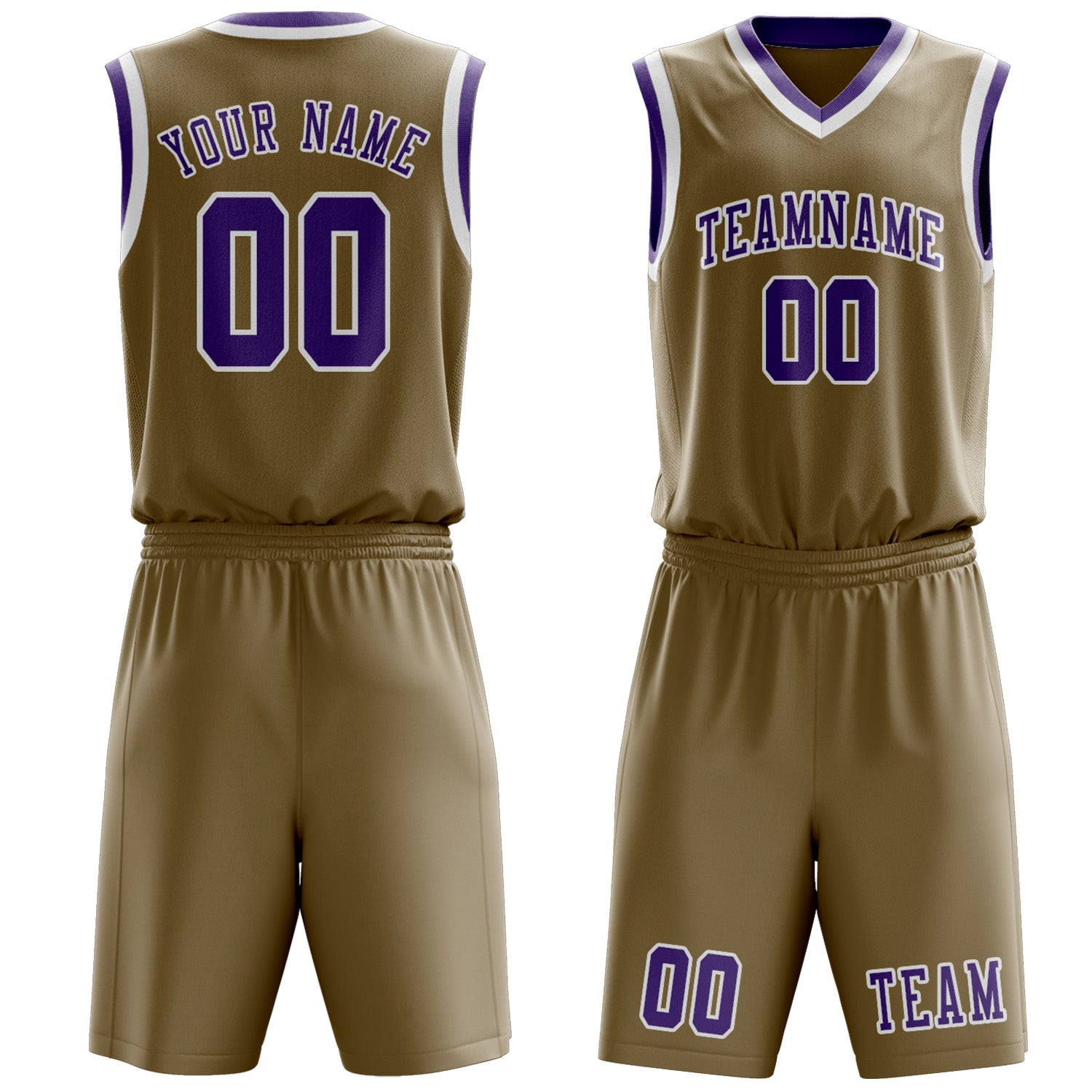Benutzerdefiniertes Professionelles Hellkhaki Lavendel Basketballtrikot-Set