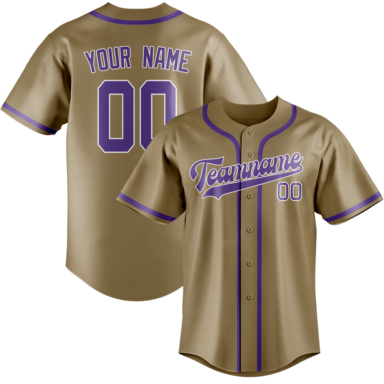Benutzerdefiniertes Professionelles Hellkhaki Lavendel Baseballtrikot