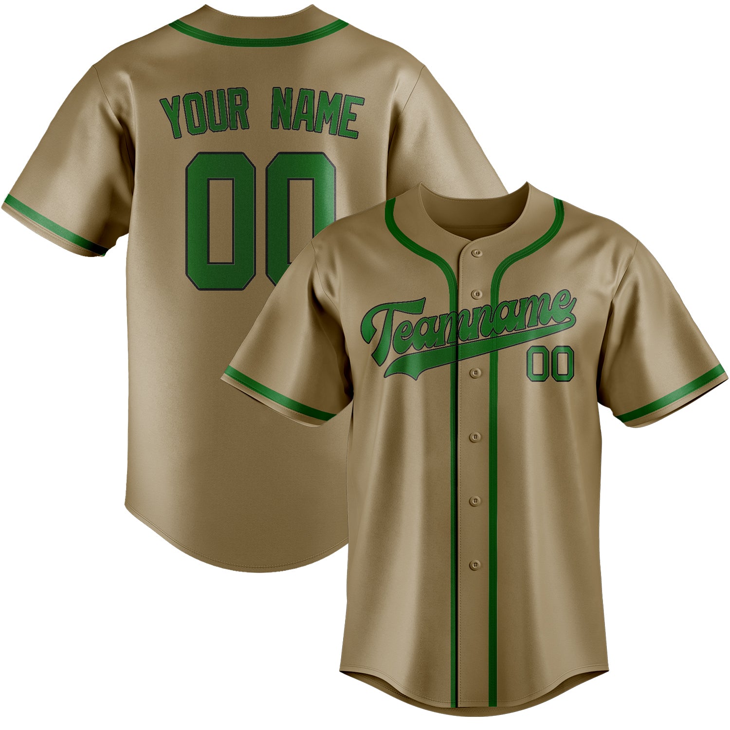 Benutzerdefiniertes Professionelles Hellkhaki Smaragdgrün Baseballtrikot