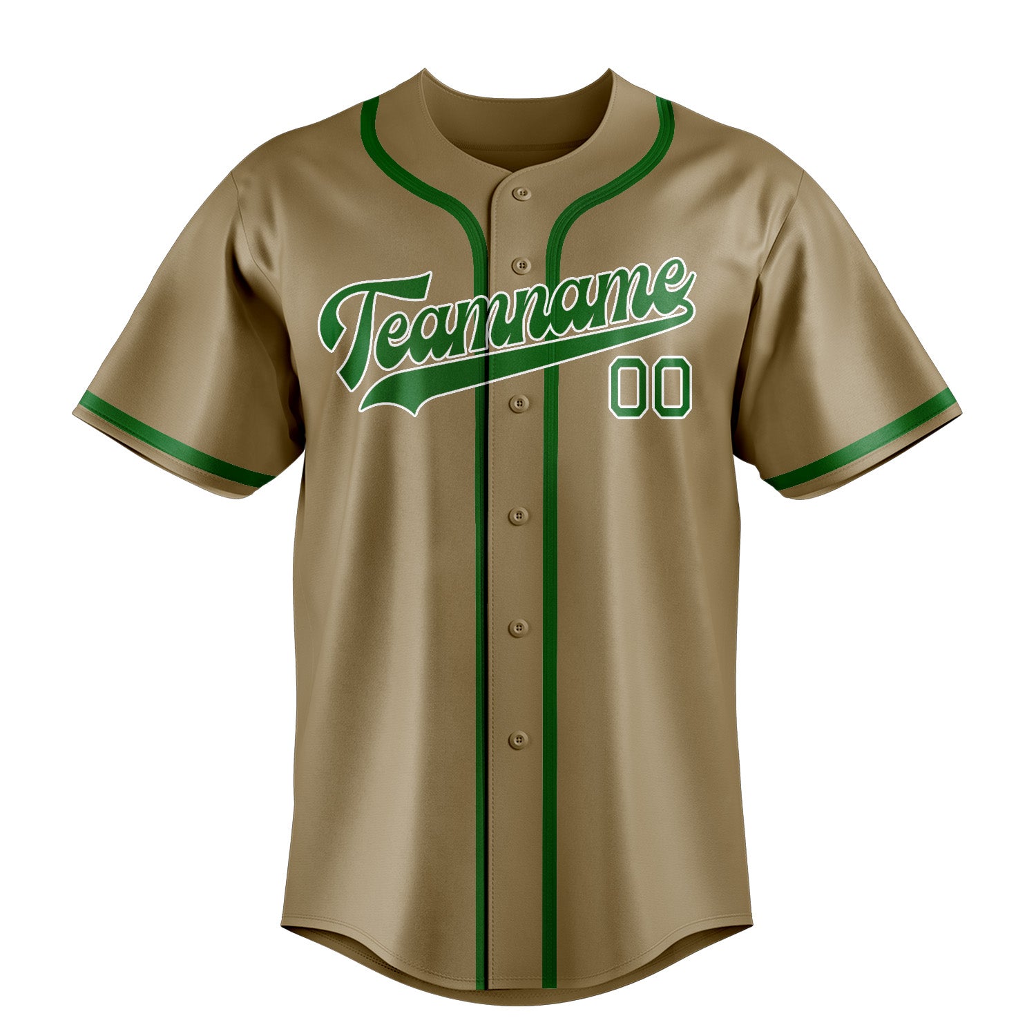 Benutzerdefiniertes Professionelles Hellkhaki Smaragdgrün Baseballtrikot