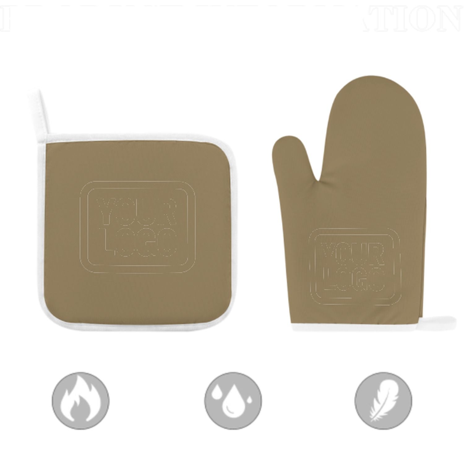 Maßgeschneidertes Hellkhaki  Hellkhaki Topfhandschuh Set – 2-teilig