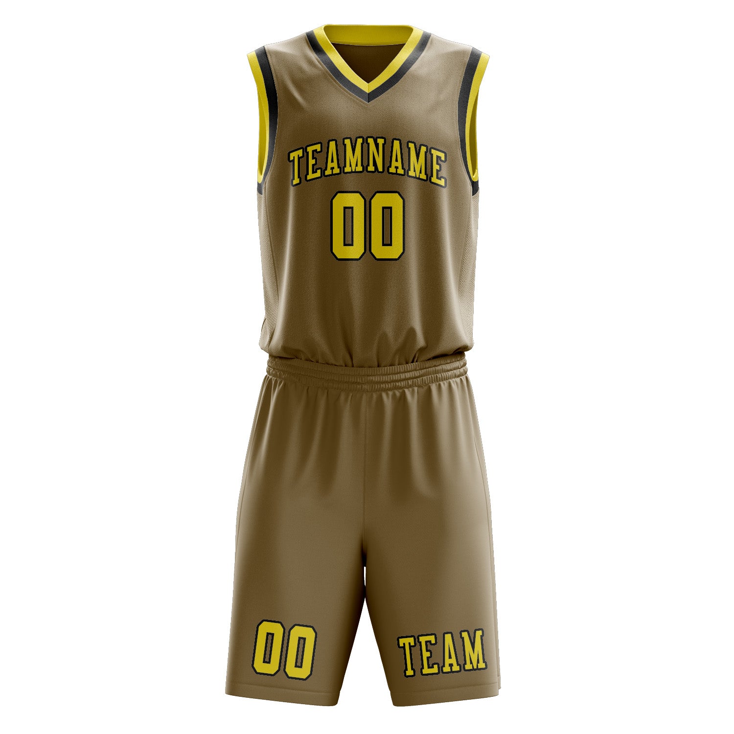 Benutzerdefiniertes Professionelles Hellkhaki Schwarz Basketballtrikot-Set