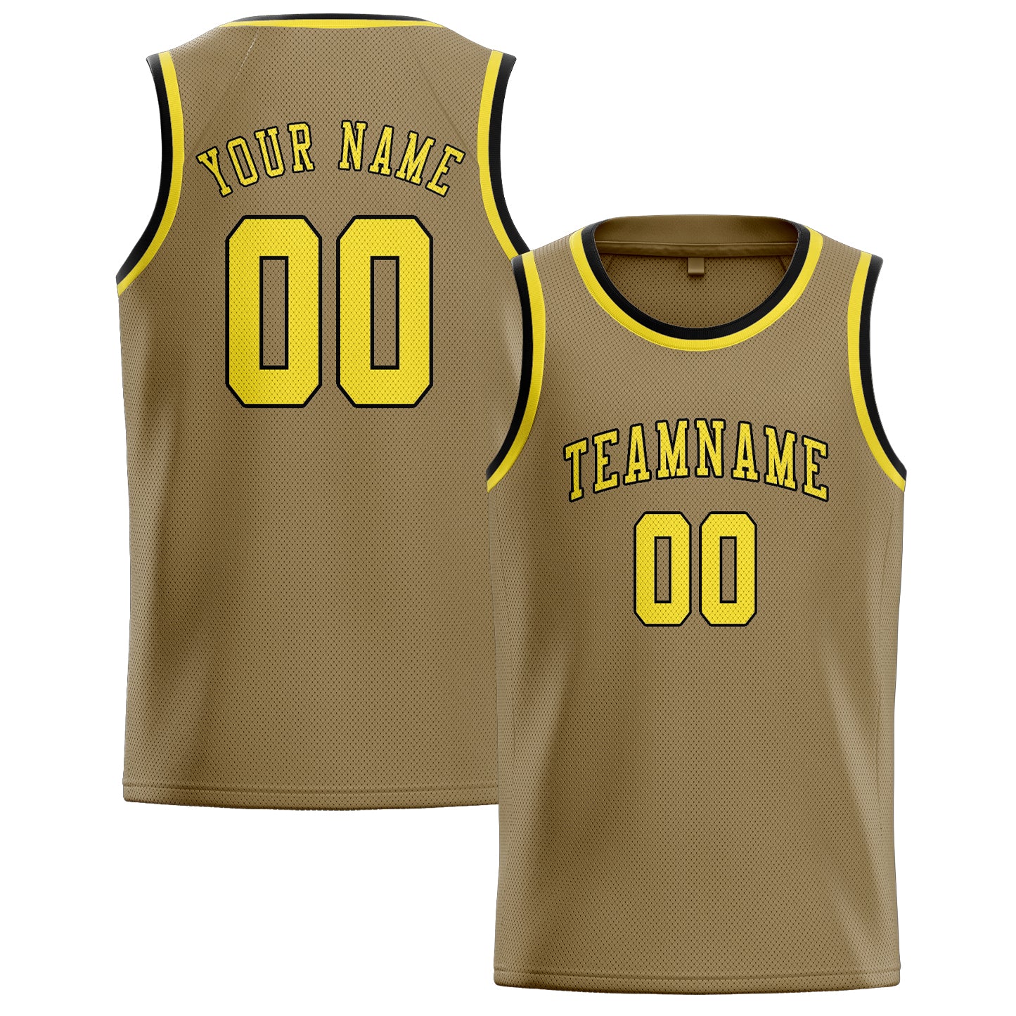 Benutzerdefiniertes Professionelles Hellkhaki Blassgelb Basketballtrikot