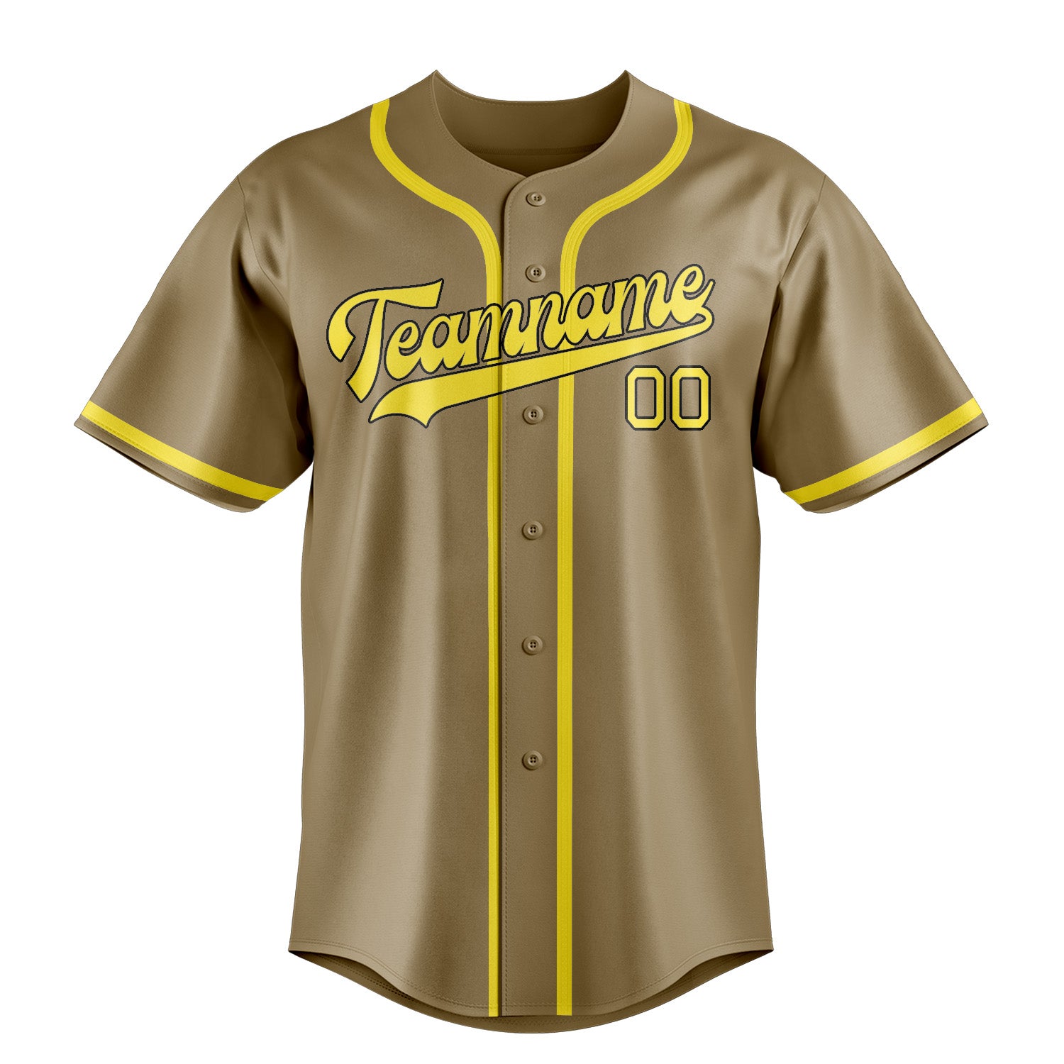Benutzerdefiniertes Professionelles Hellkhaki Blassgelb Baseballtrikot