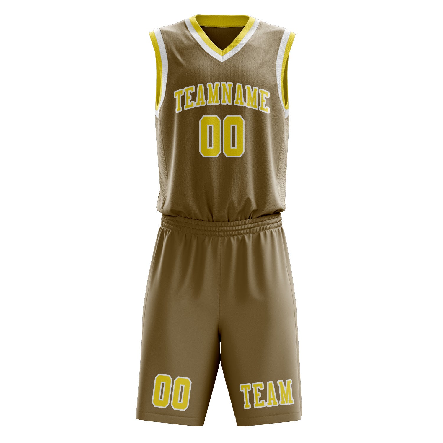 Benutzerdefiniertes Professionelles Hellkhaki Weiß Basketballtrikot-Set