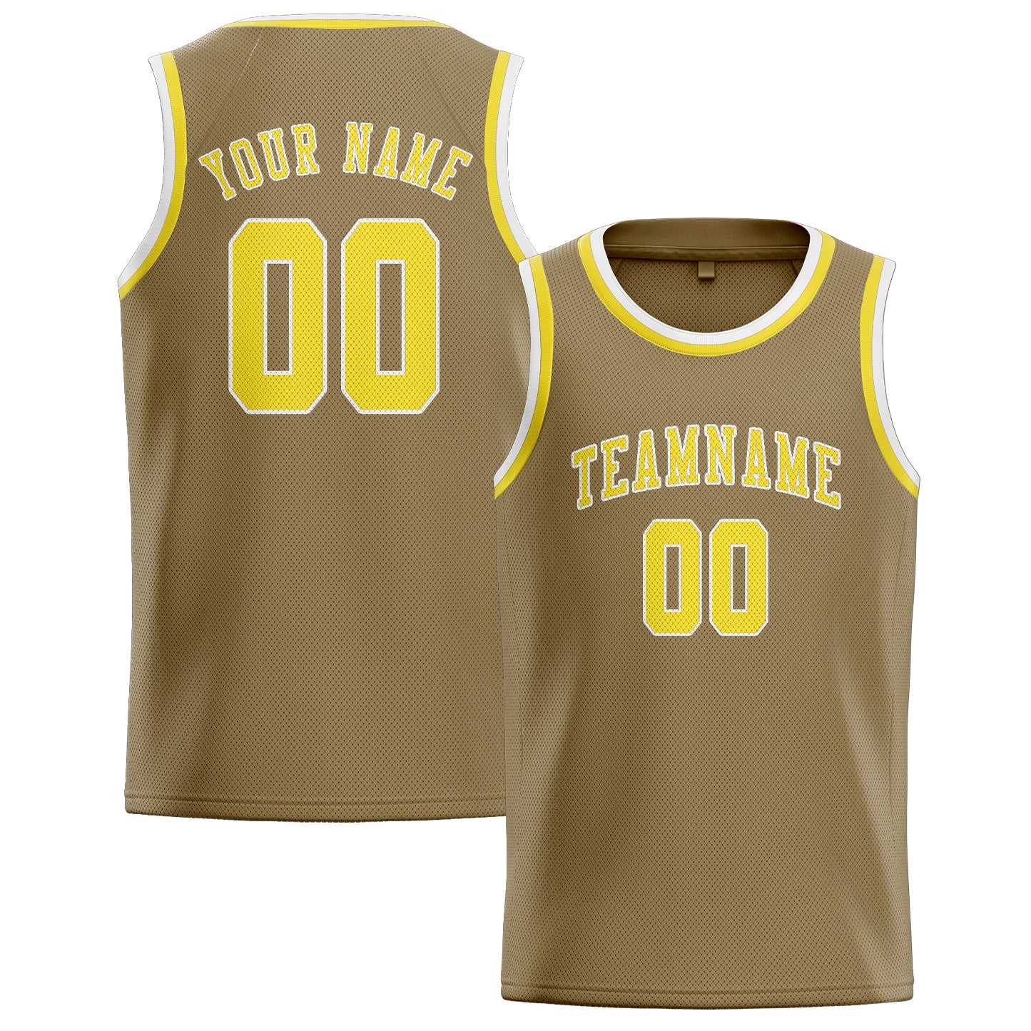 Benutzerdefiniertes Professionelles Hellkhaki Blassgelb Basketballtrikot