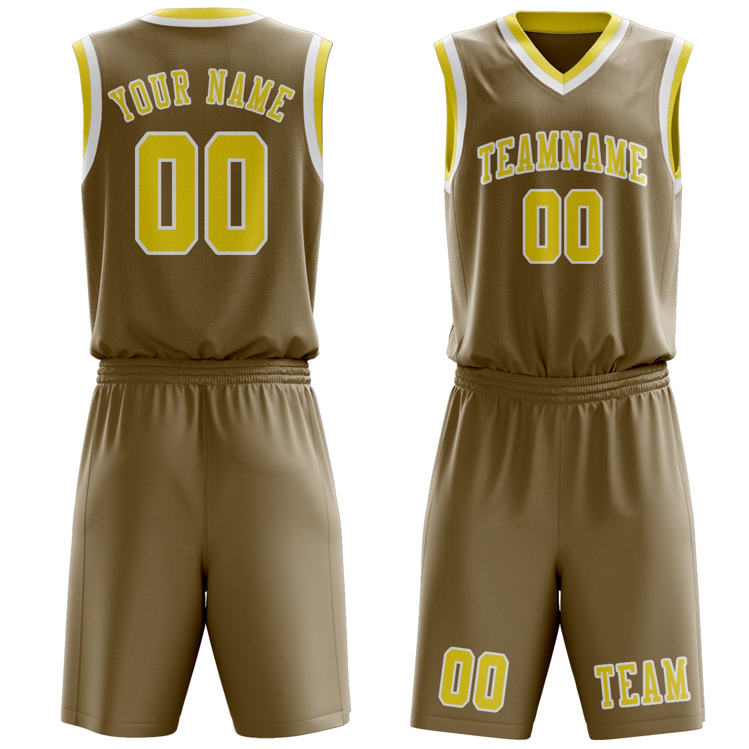 Benutzerdefiniertes Professionelles Hellkhaki Weiß Basketballtrikot-Set