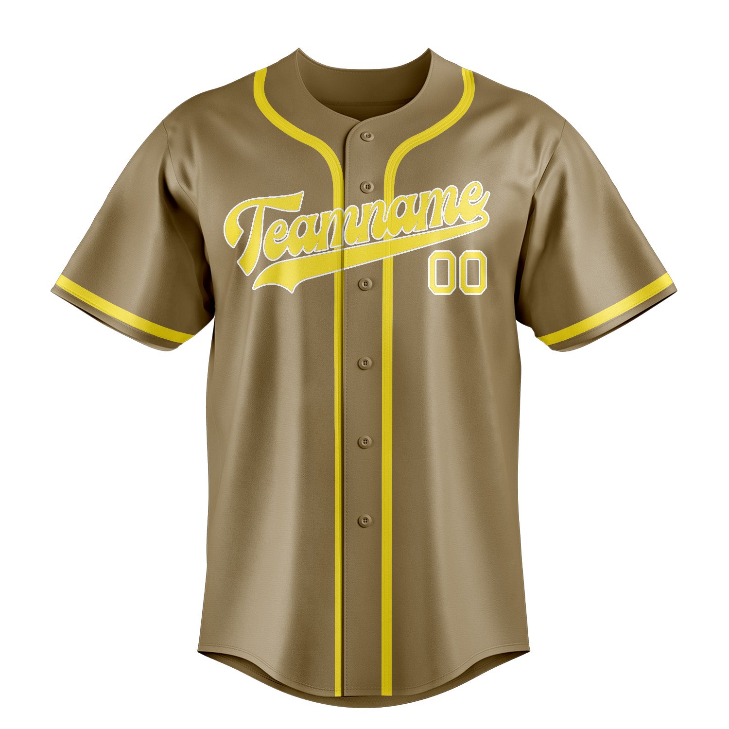 Benutzerdefiniertes Professionelles Hellkhaki Blassgelb Baseballtrikot
