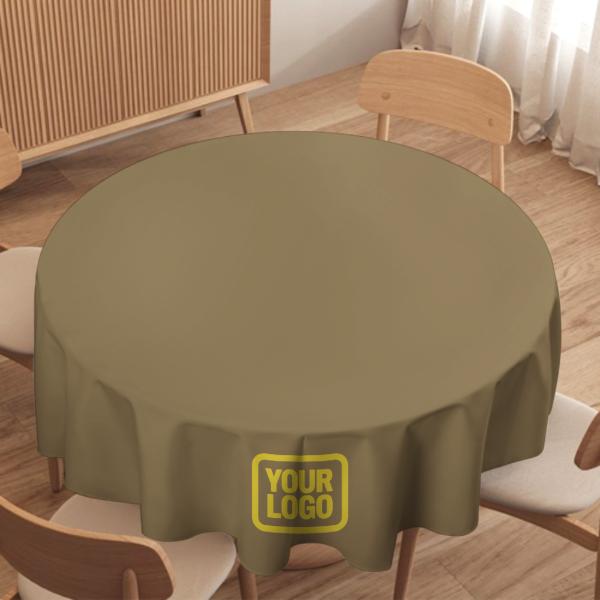 Maßgeschneidertes Hellkhaki Blassgelb Runde Tischdecke