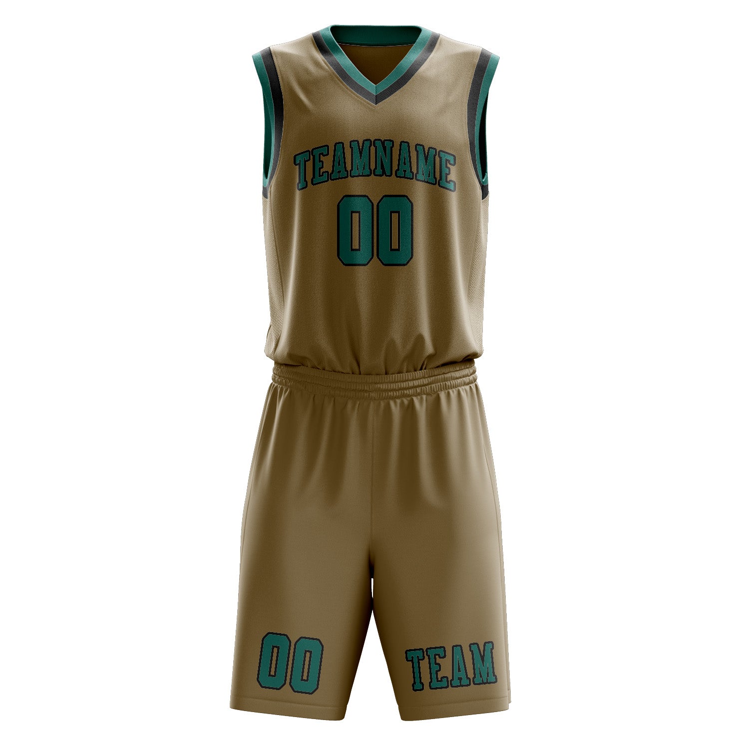 Benutzerdefiniertes Professionelles Hellkhaki Blaugrün Basketballtrikot-Set