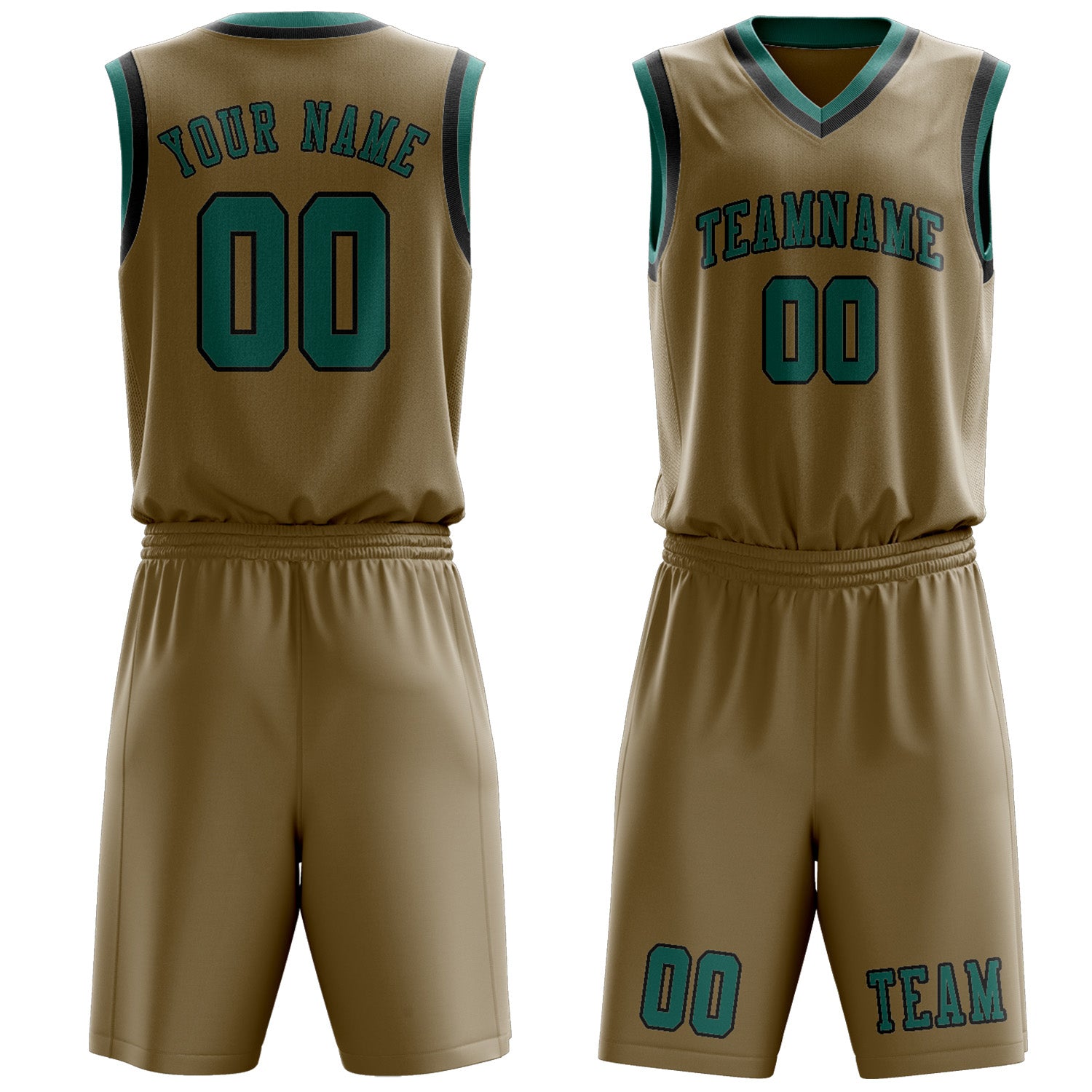Benutzerdefiniertes Professionelles Hellkhaki Blaugrün Basketballtrikot-Set