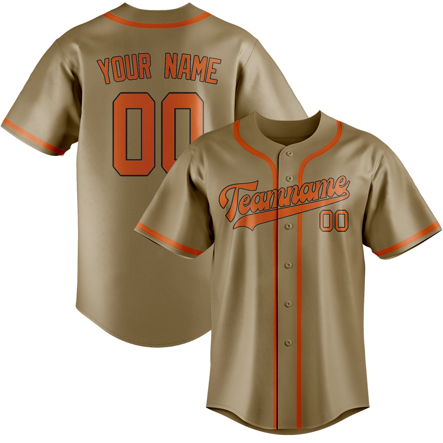Benutzerdefiniertes Professionelles Hellkhaki Orange Baseballtrikot