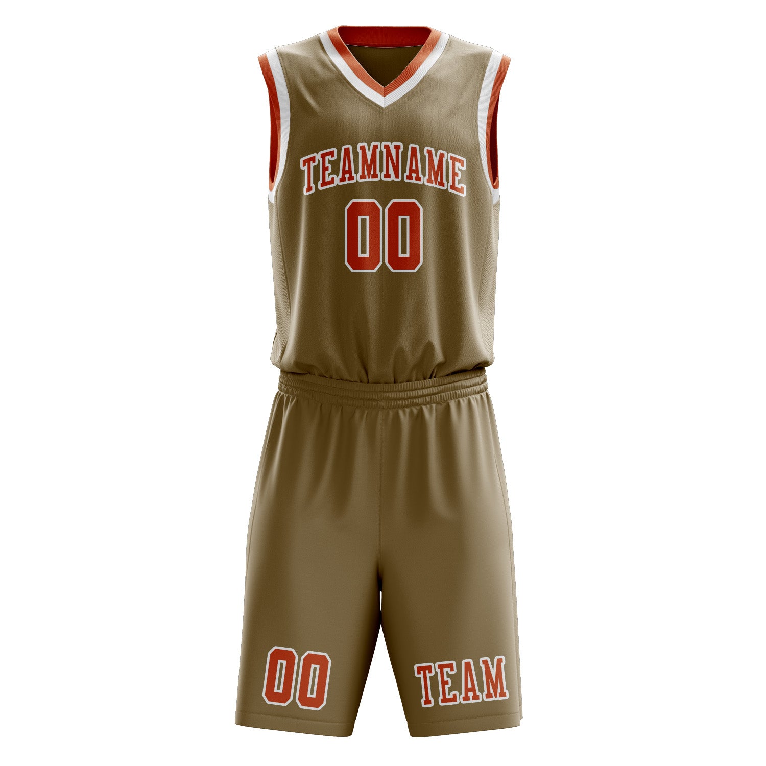 Benutzerdefiniertes Professionelles Hellkhaki Orange Basketballtrikot-Set