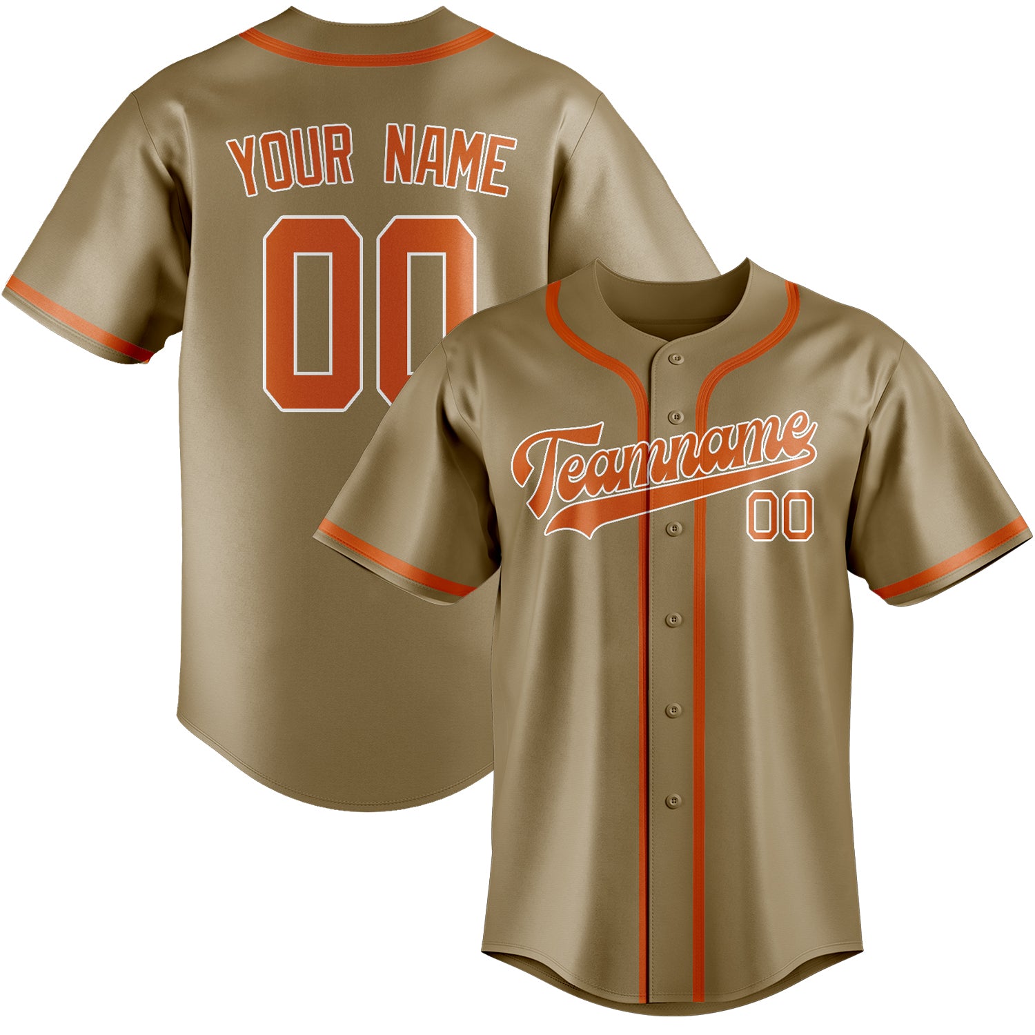 Benutzerdefiniertes Professionelles Hellkhaki Orange Baseballtrikot