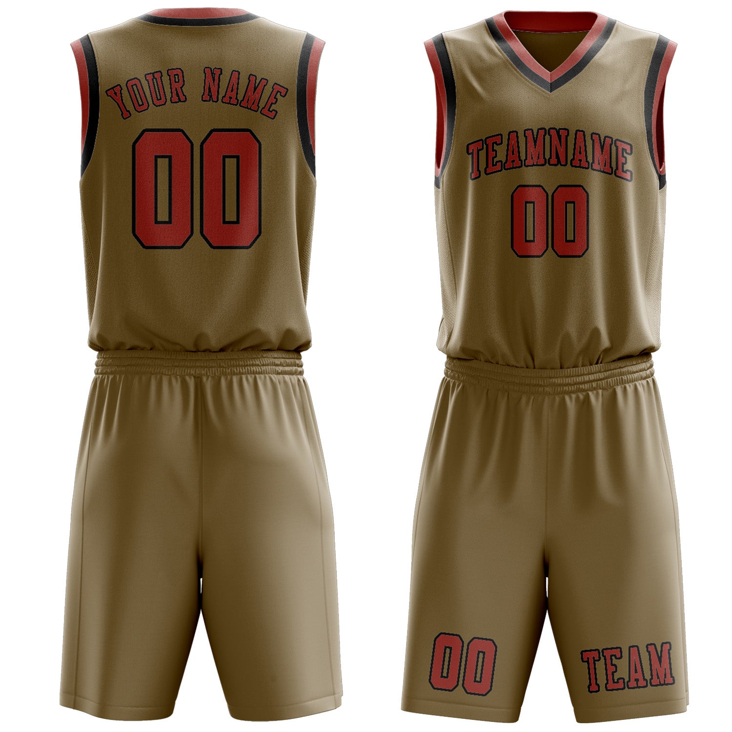 Benutzerdefiniertes Professionelles Hellkhaki Kupferrose Basketballtrikot-Set