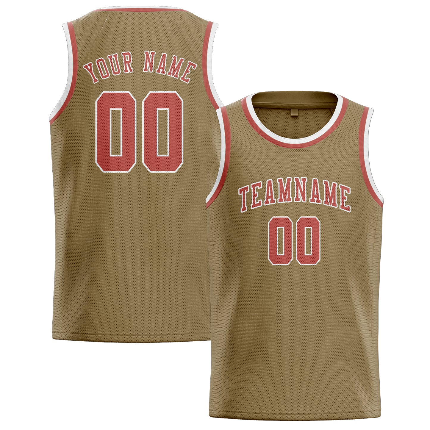 Benutzerdefiniertes Professionelles Hellkhaki Kupferrose Basketballtrikot