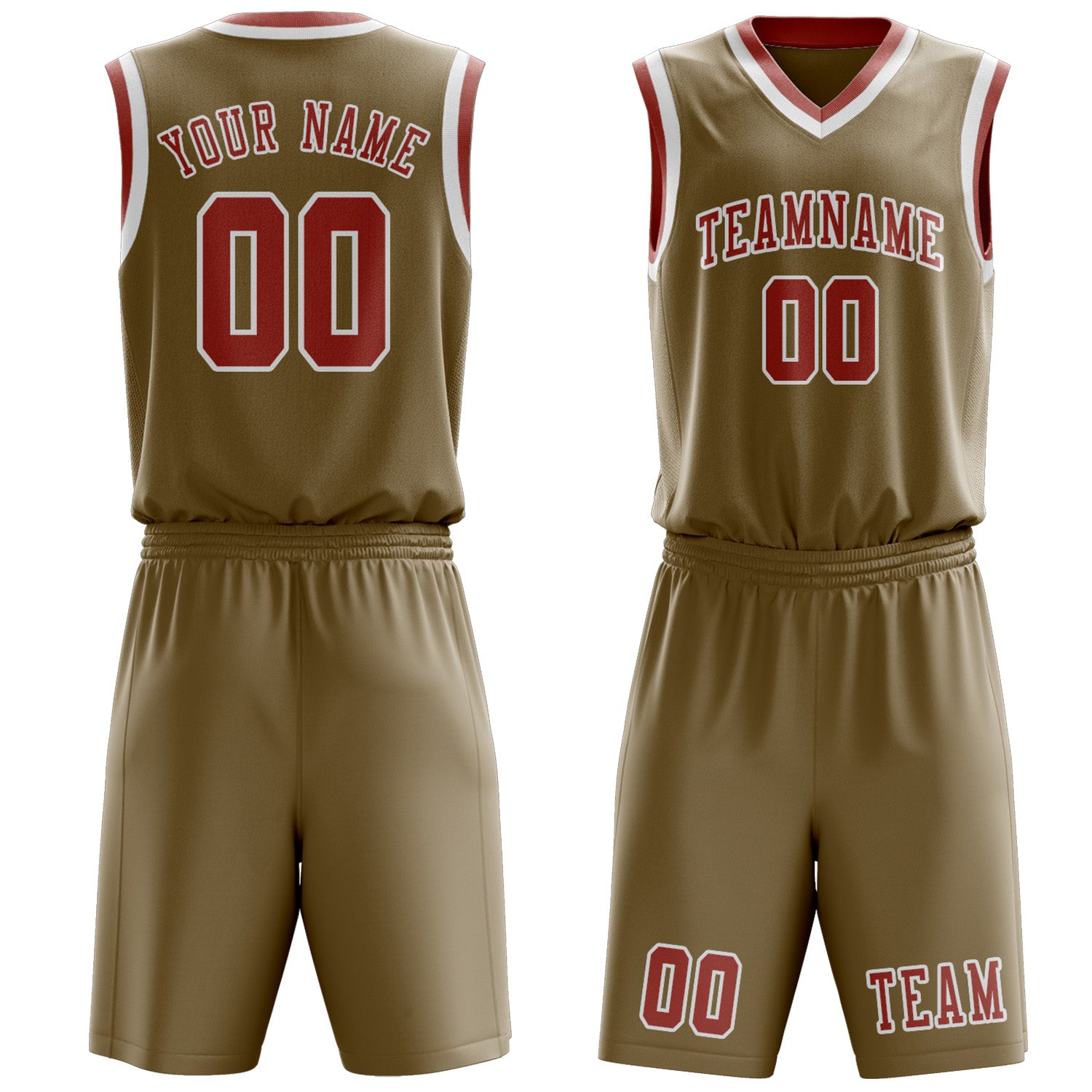 Benutzerdefiniertes Professionelles Hellkhaki Kupferrose Basketballtrikot-Set