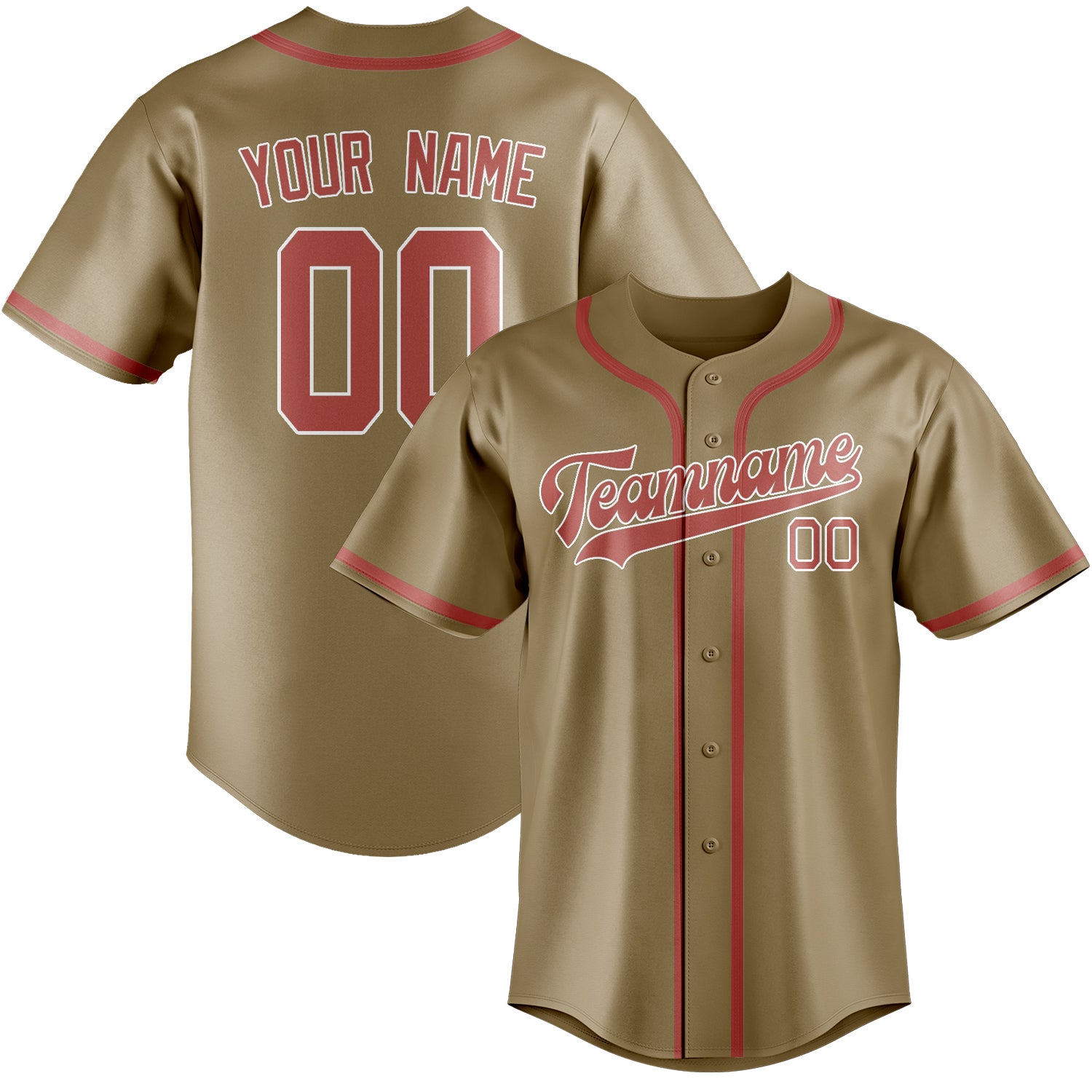 Benutzerdefiniertes Professionelles Hellkhaki Kupferrose Baseballtrikot
