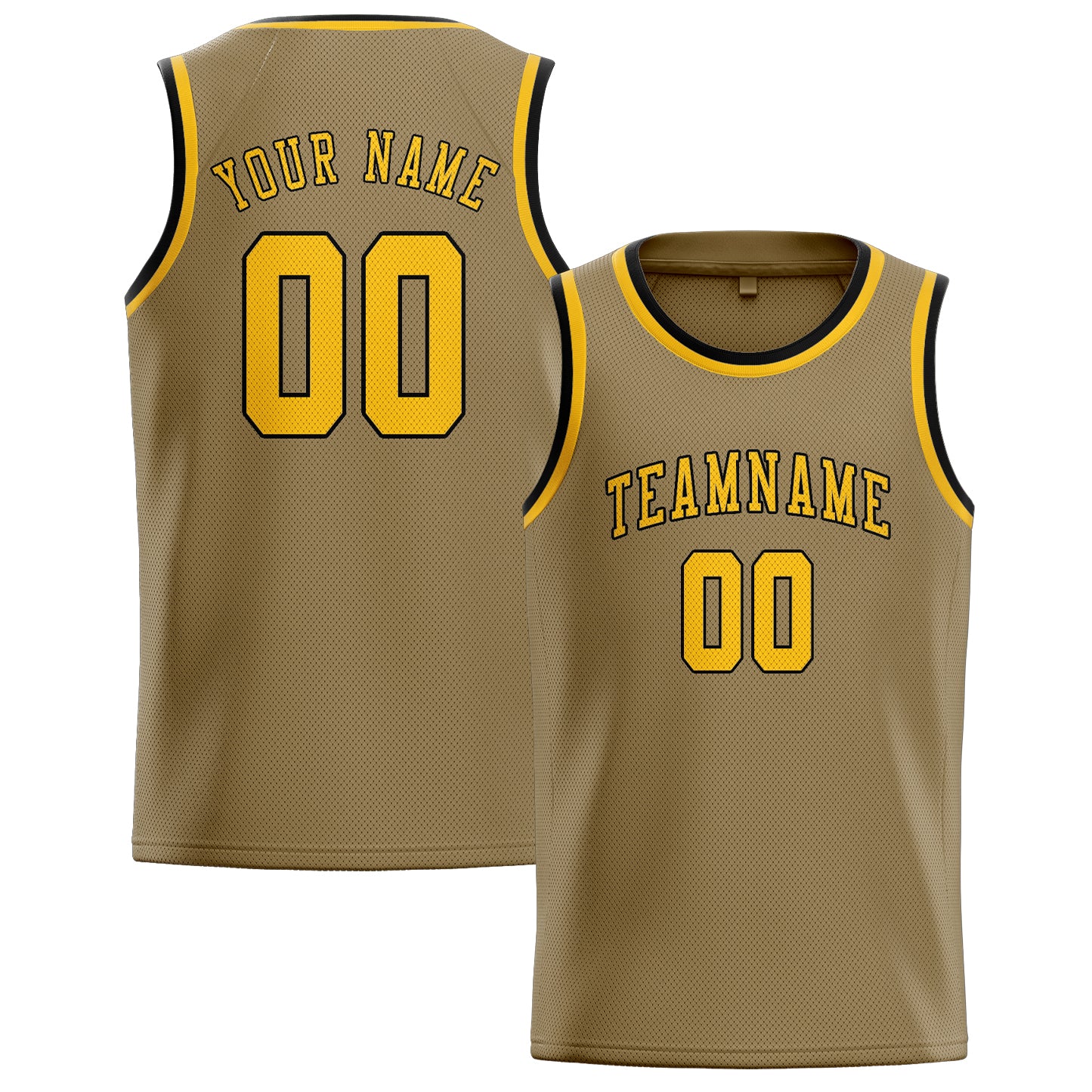 Benutzerdefiniertes Professionelles Hellkhaki Gold Basketballtrikot