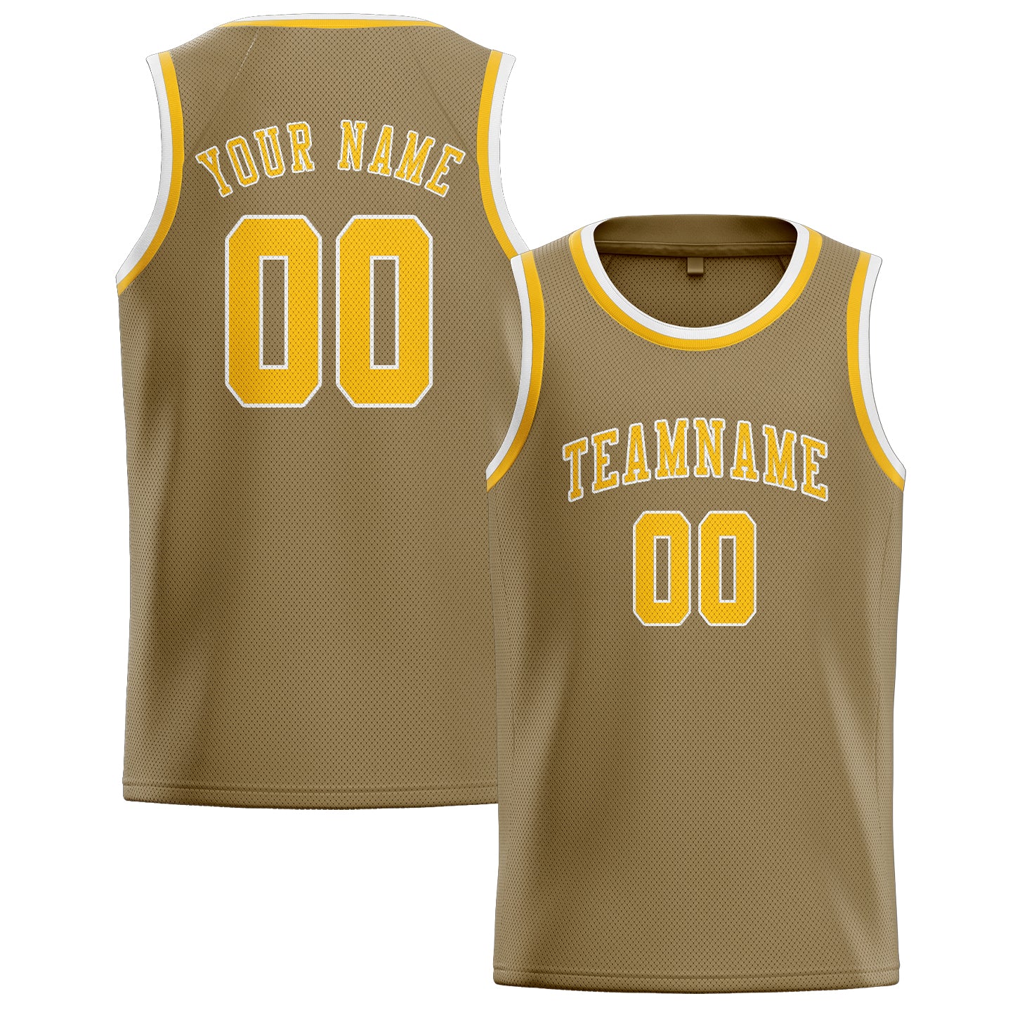 Benutzerdefiniertes Professionelles Hellkhaki Gold Basketballtrikot