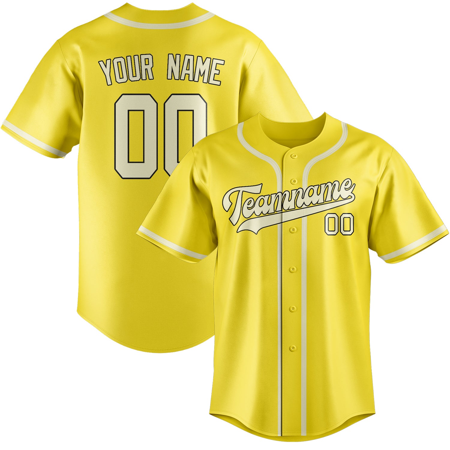Benutzerdefiniertes Professionelles Blassgelb Beige Baseballtrikot