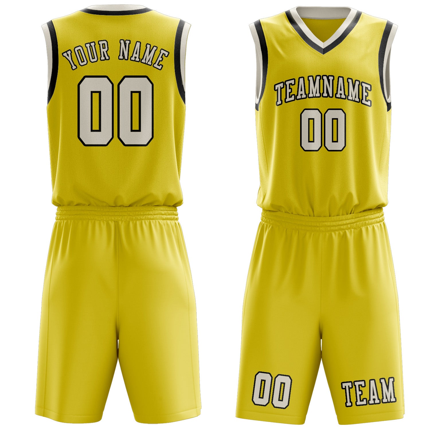 Benutzerdefiniertes Professionelles Blassgelb Beige Basketballtrikot-Set